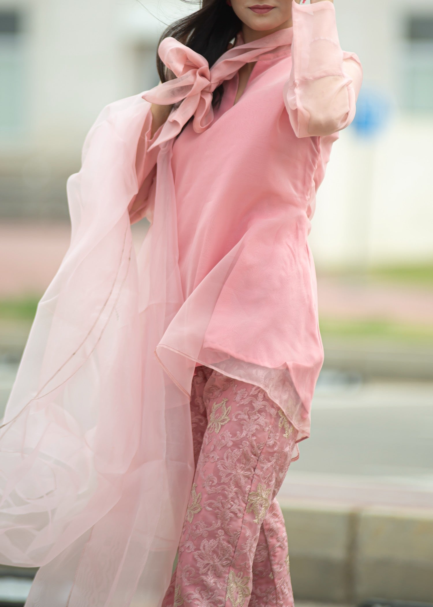 organza Short Frock in Pink