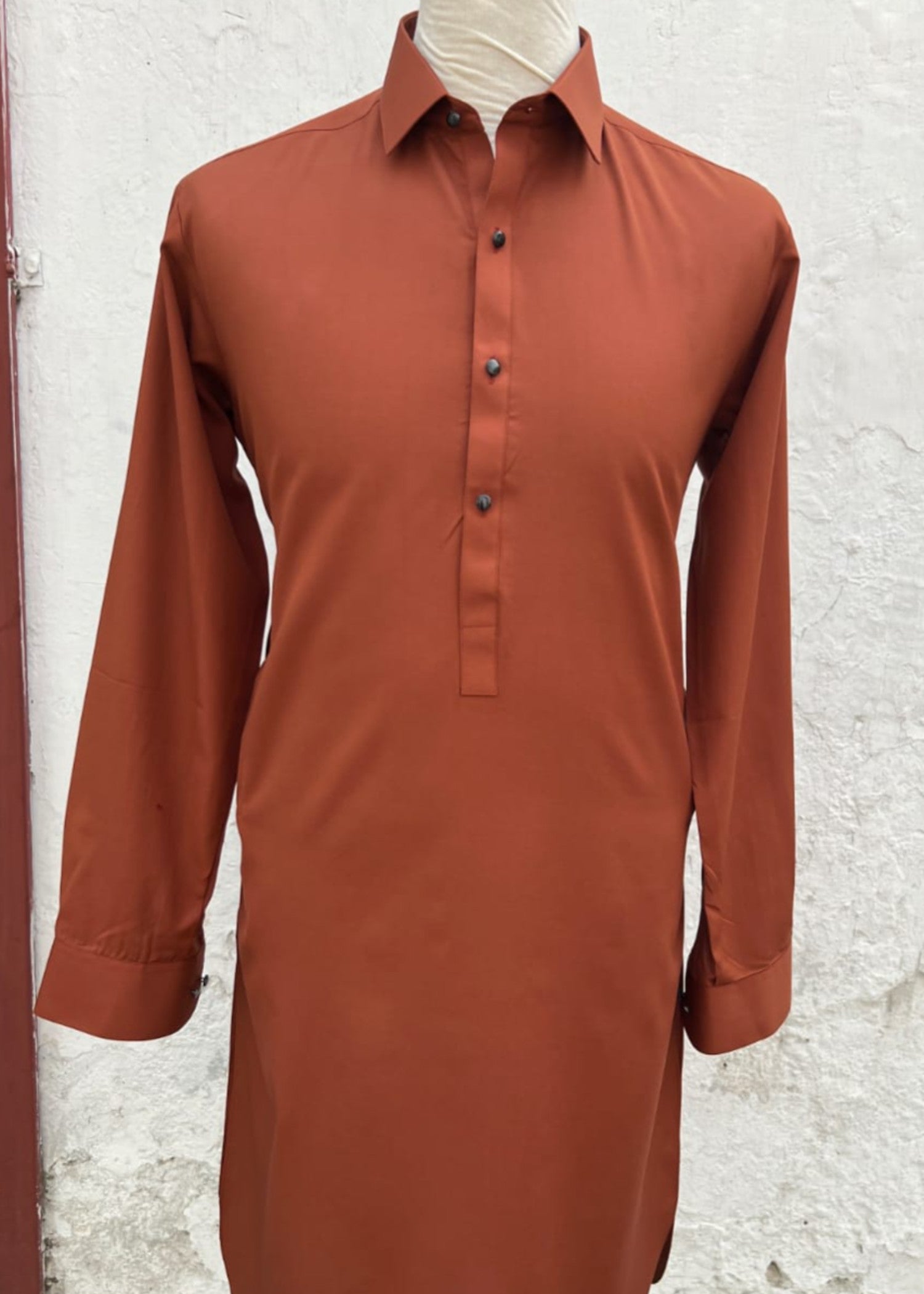 wash & wear Shalwar Kameez in Rust orange