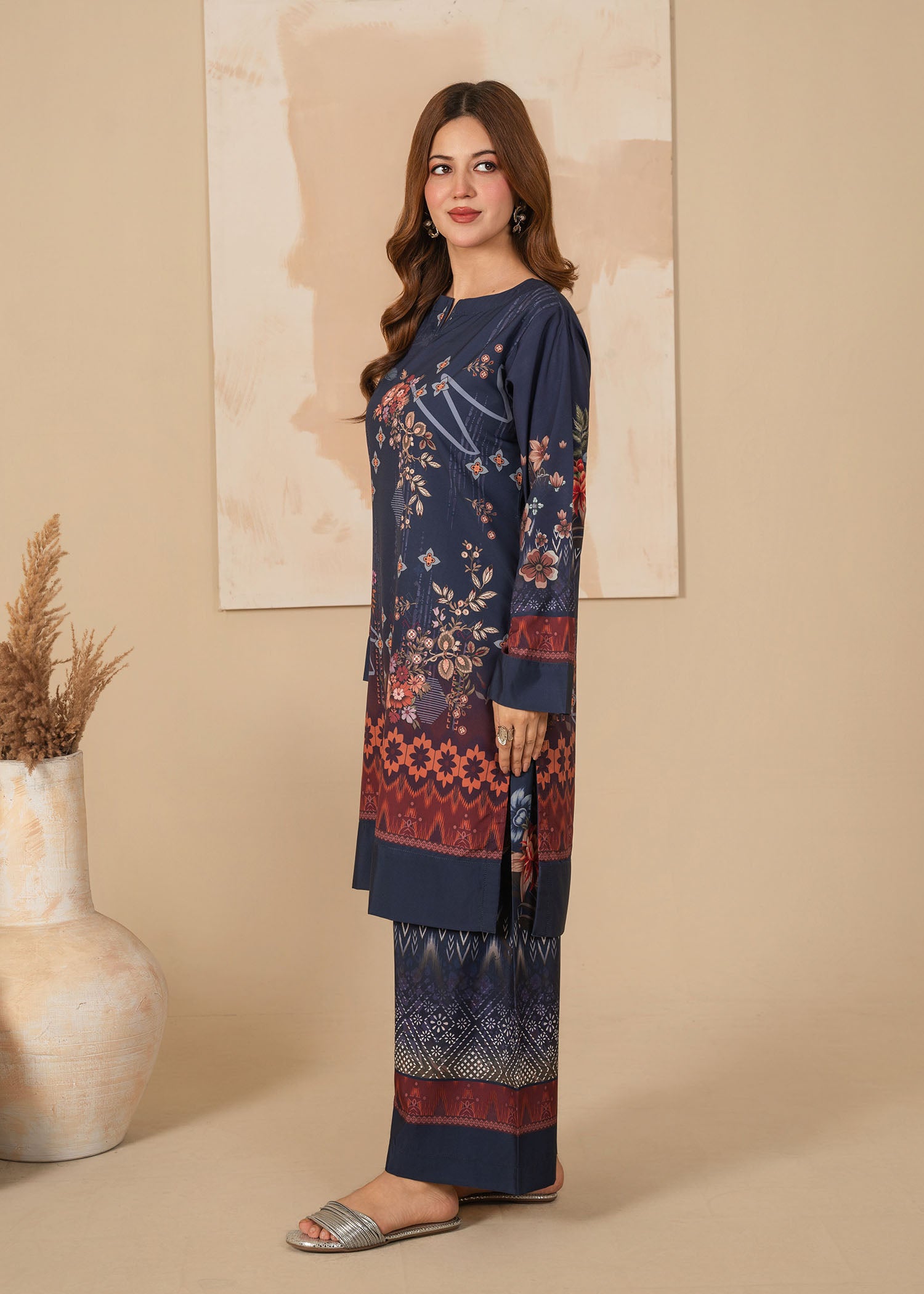 poly lawn Co Ord Sets in Midnight blue