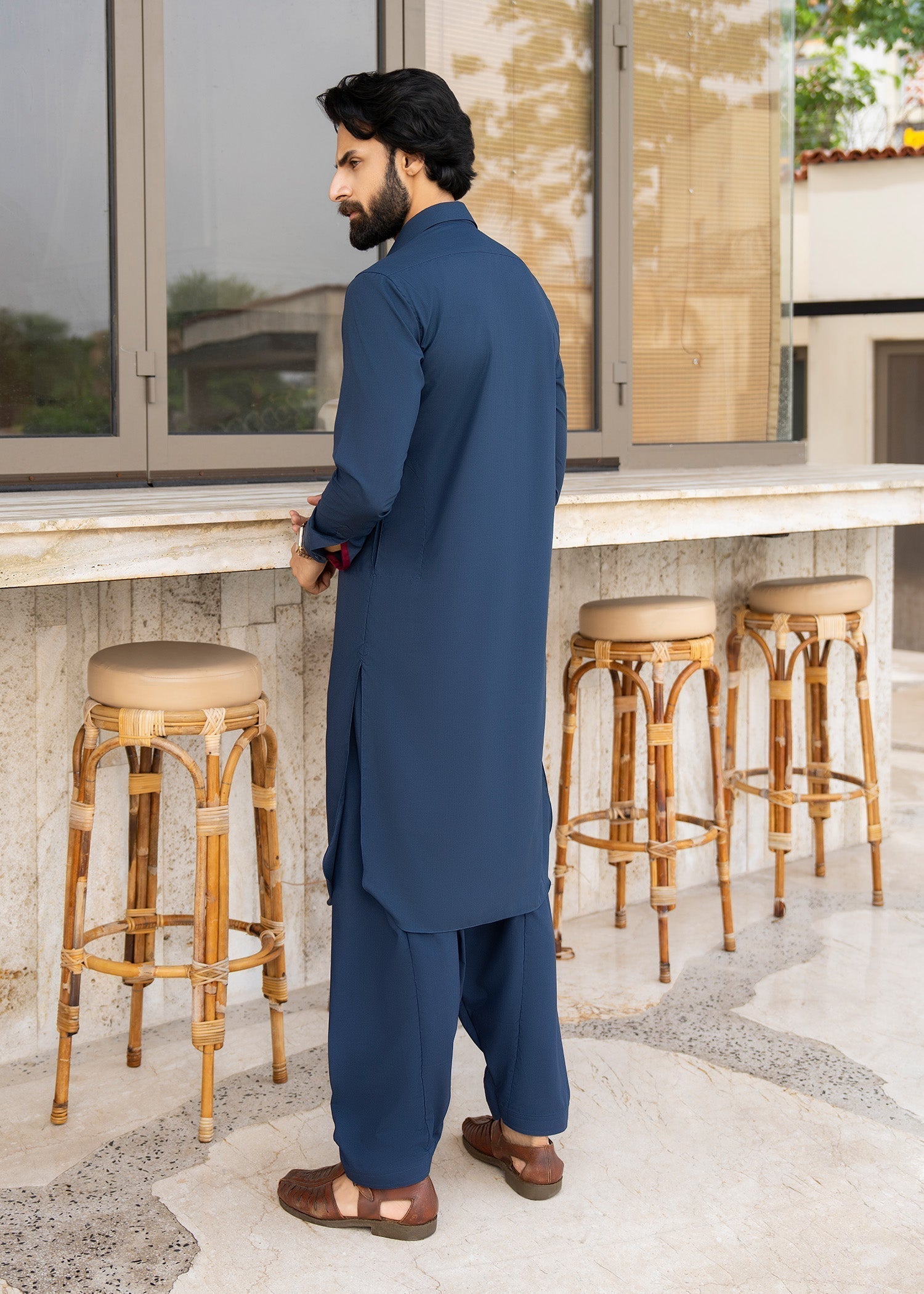 wash & wear Shalwar Kameez in Royal blue by Buraq