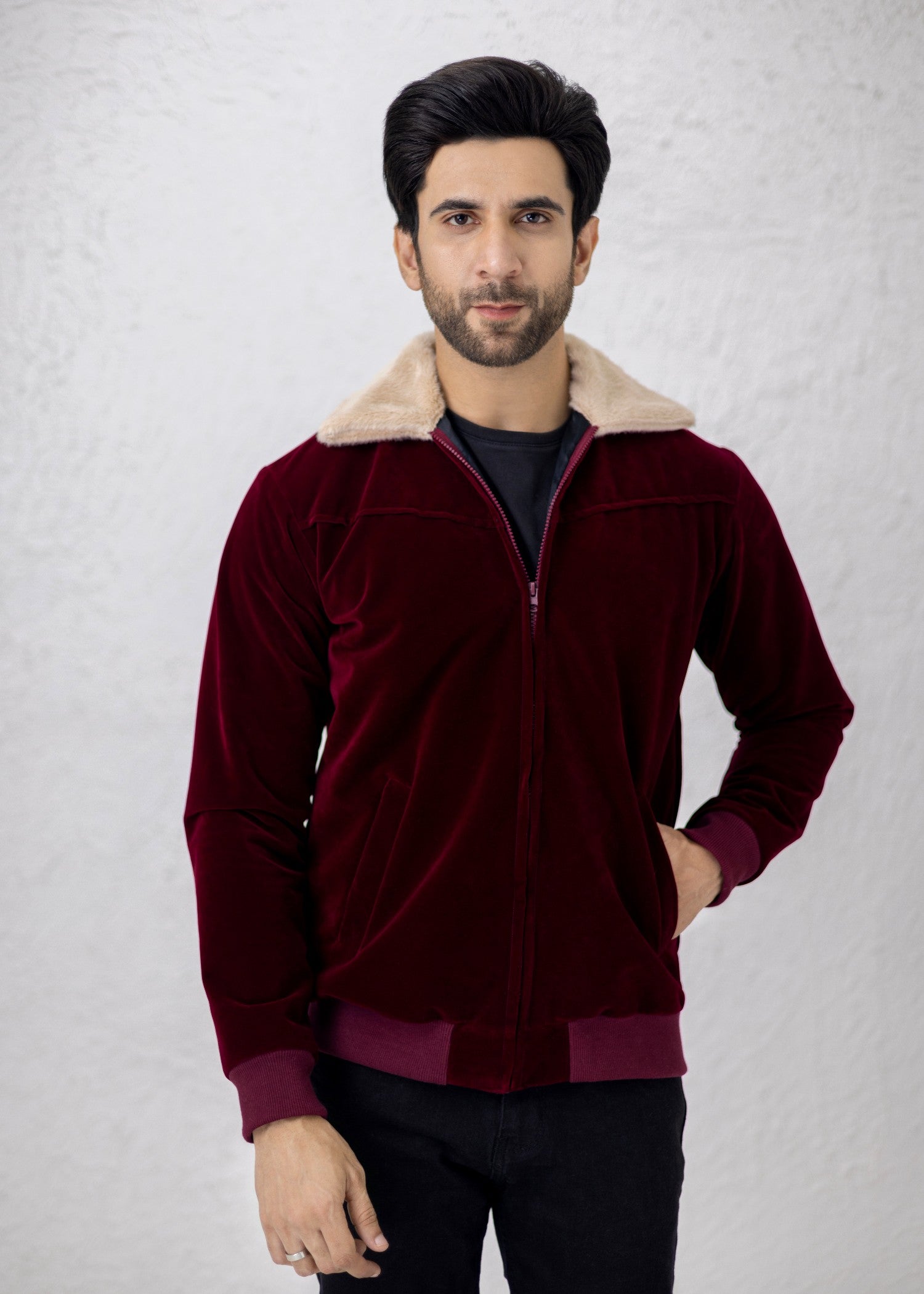 velvet Jacket in Maroon