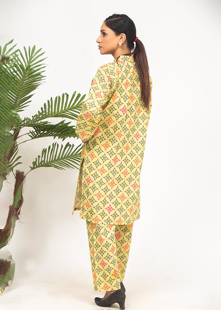 cambric Kurta Set in Lemon