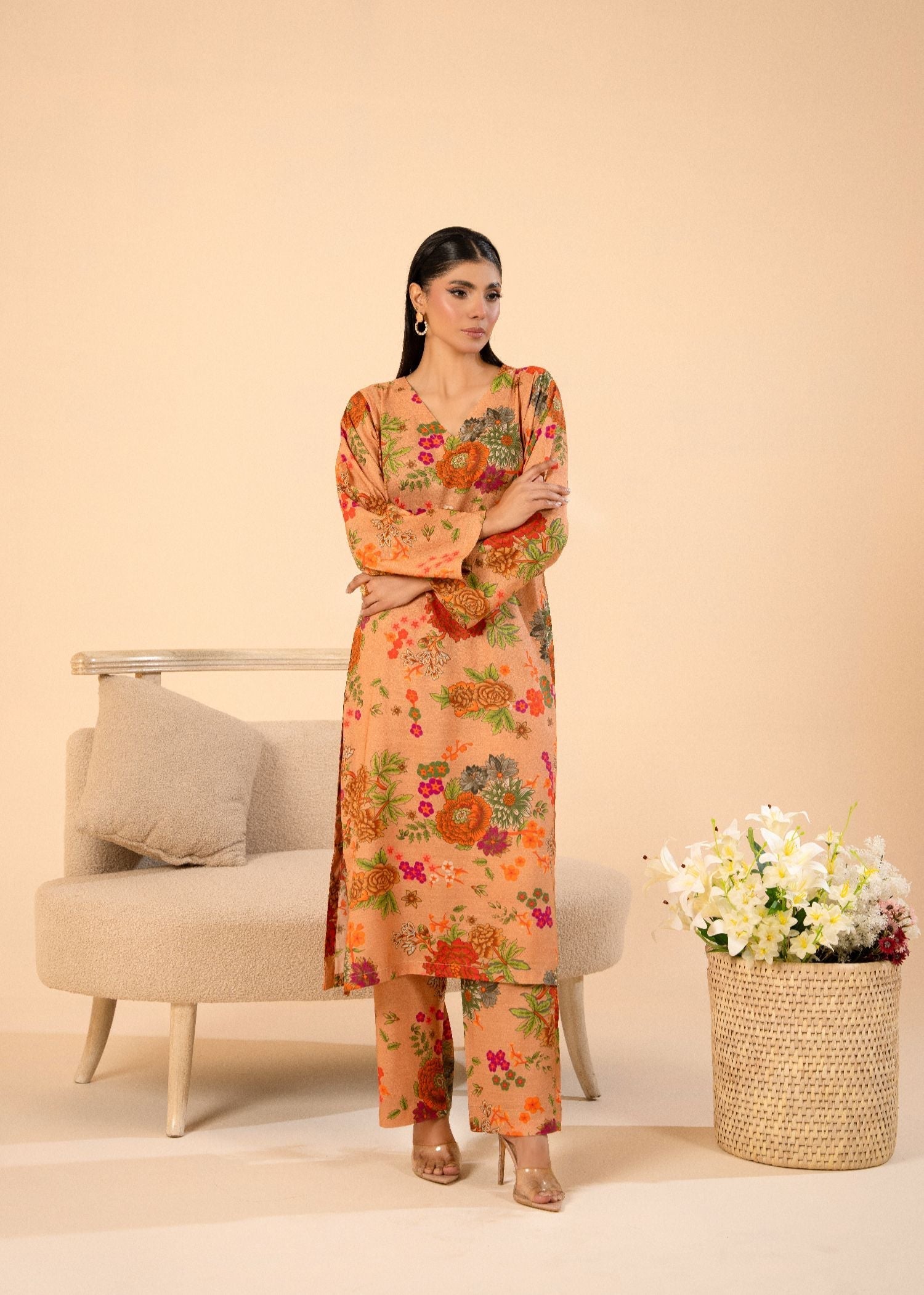 viscose Co Ord Sets in Camel brown