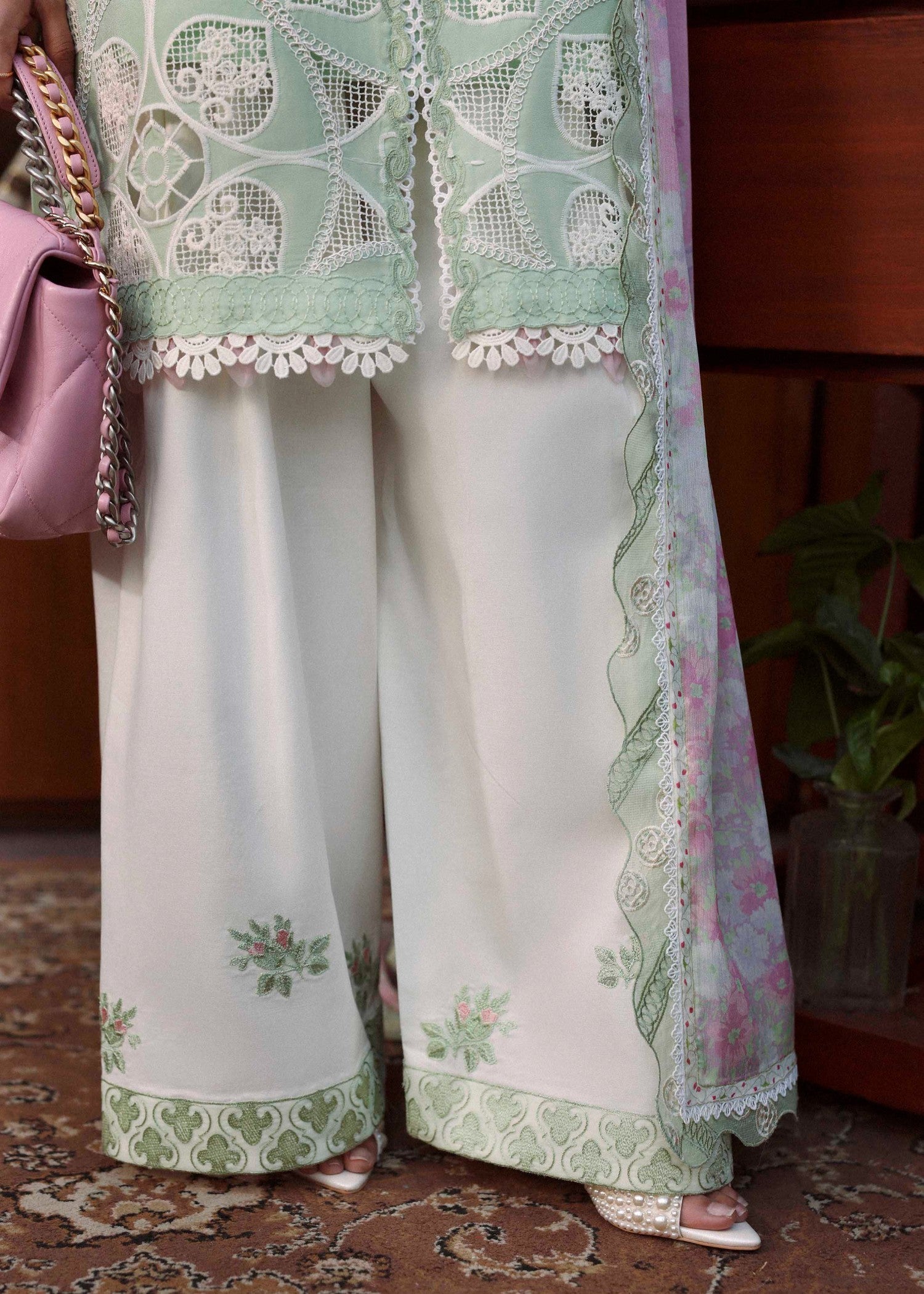 swiss voil Unstitched in Mint green