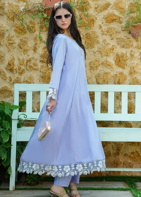 cotton silk Pishwas in Lavender