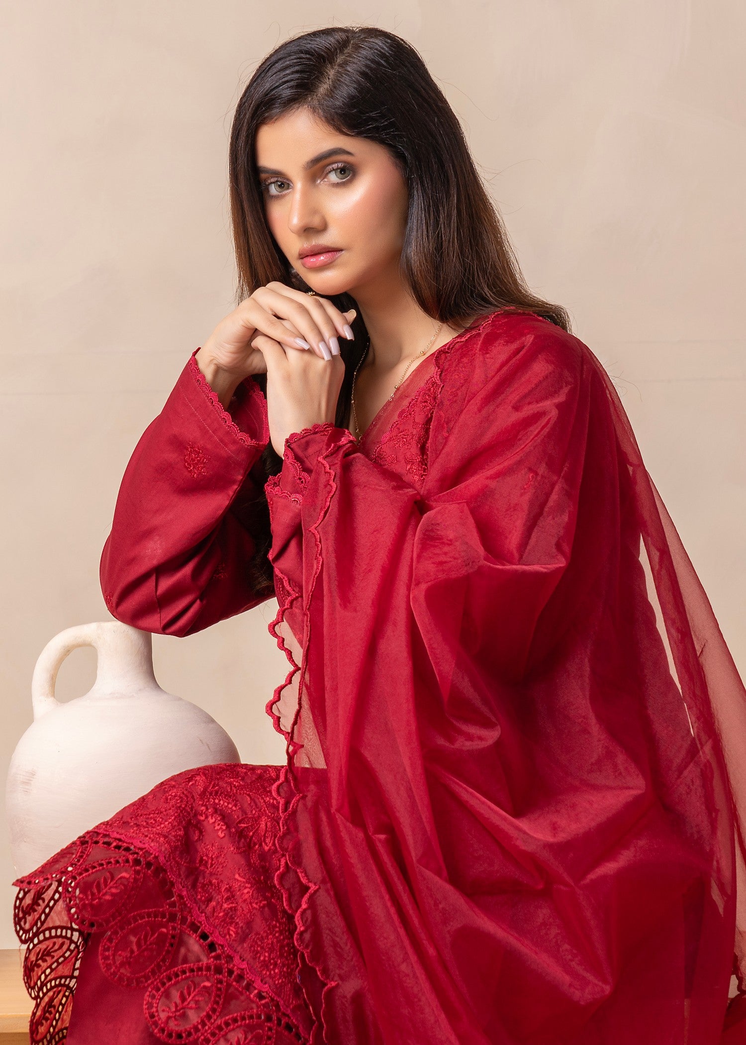 lawn cotton Kurti in Red
