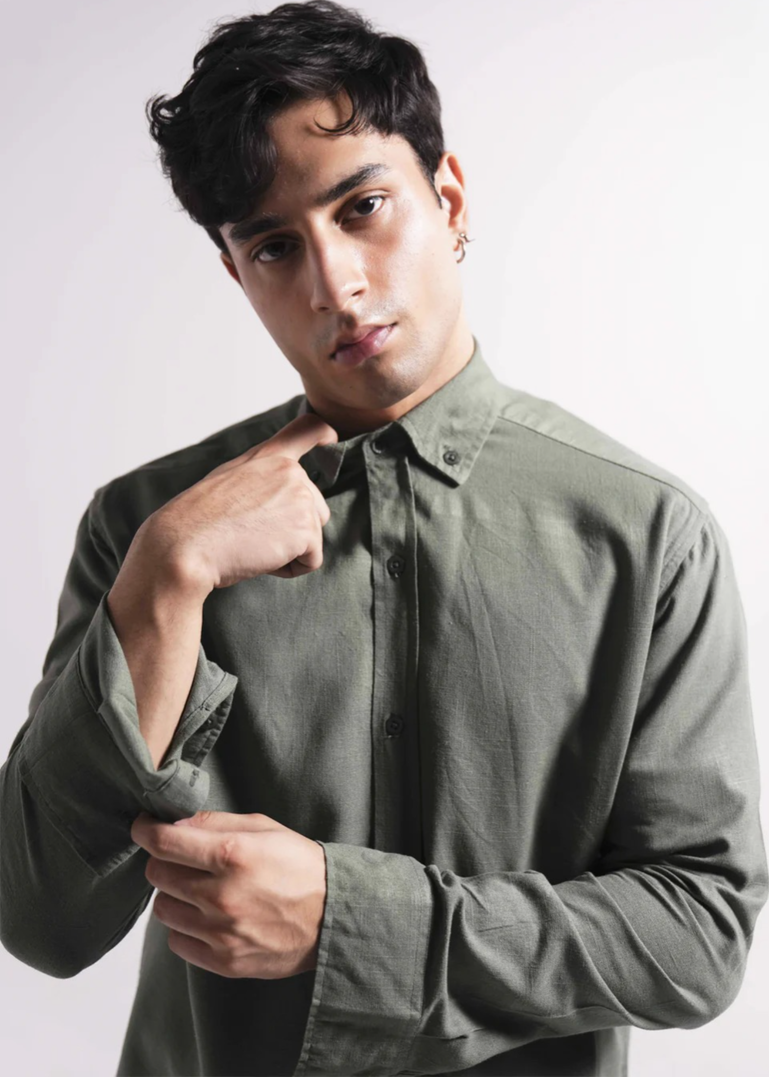 cotton Casual Shirt in Sage green