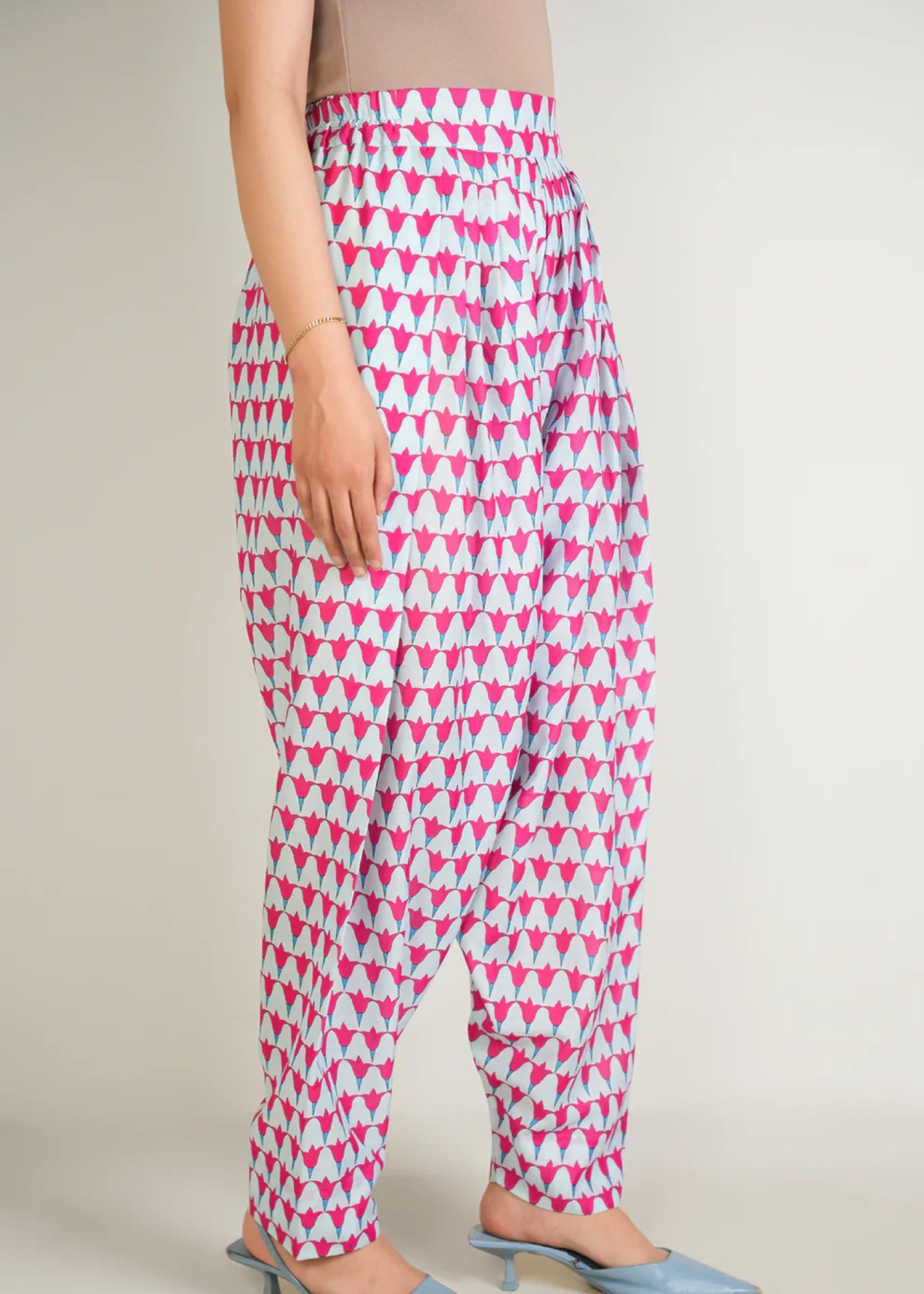 poly lawn Shalwar in Pink