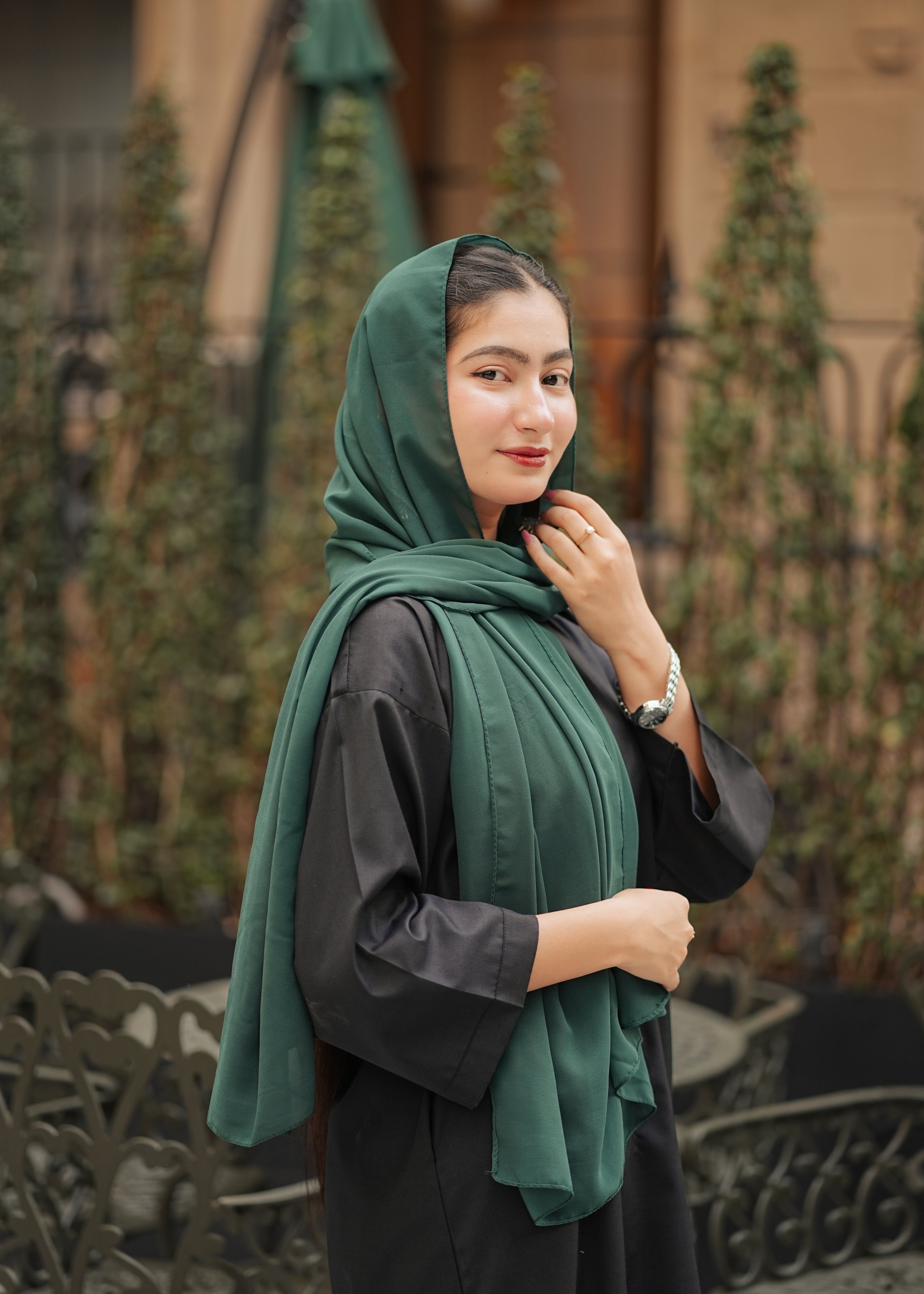georgette chiffon Hijab in Green