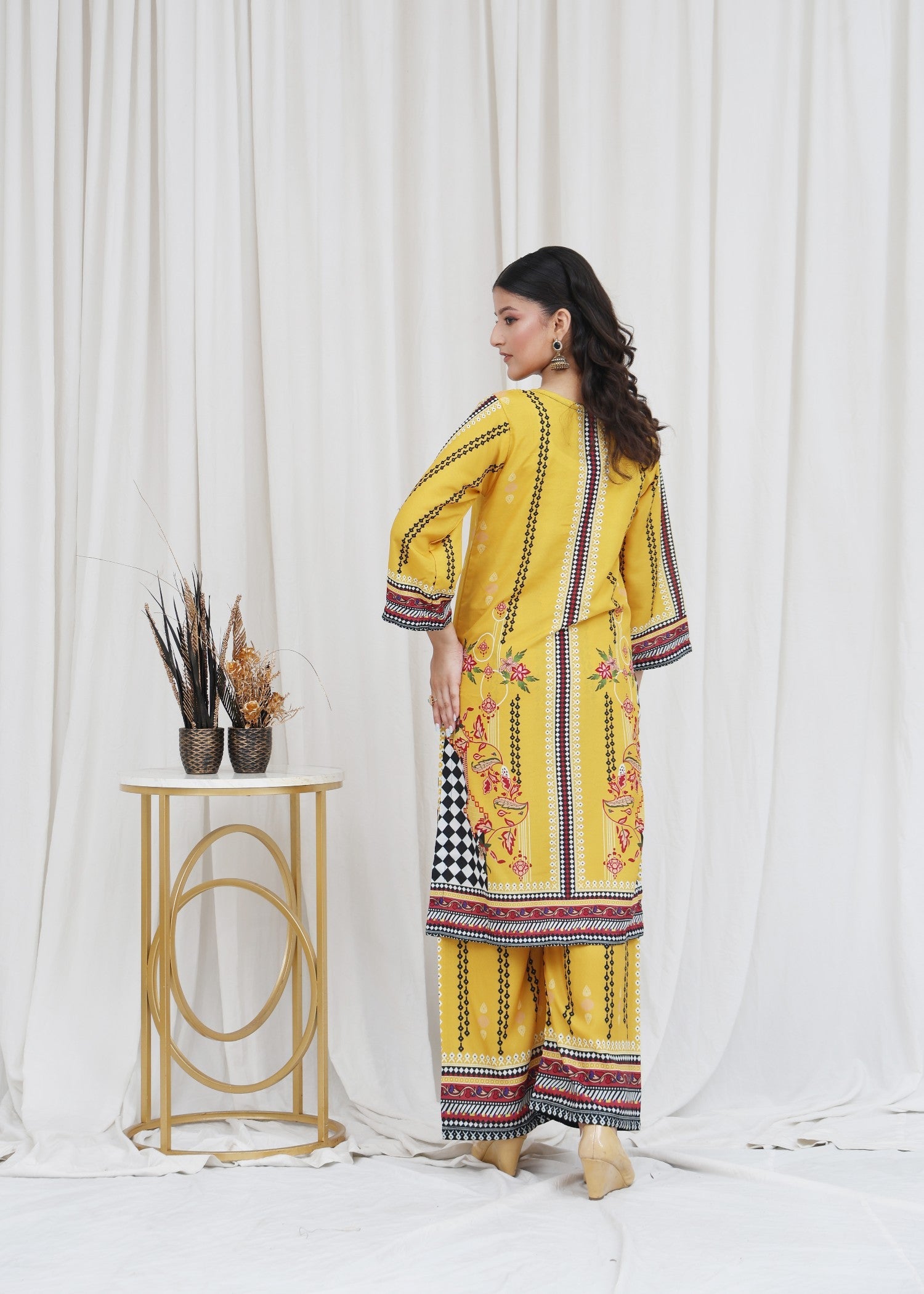 poly lawn Co Ord Sets in Mustard