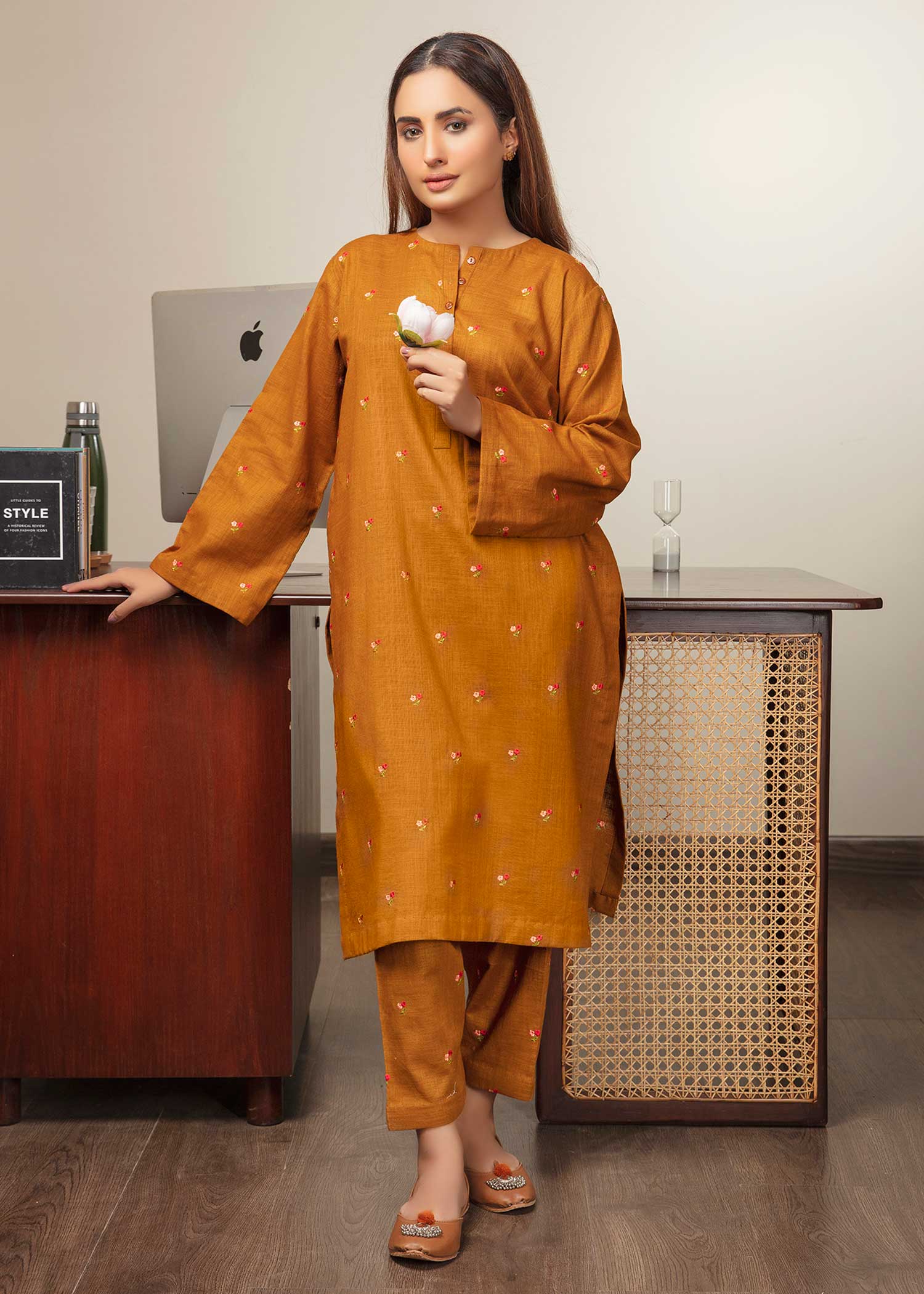 khaddar Co Ord Sets in Burnt orange