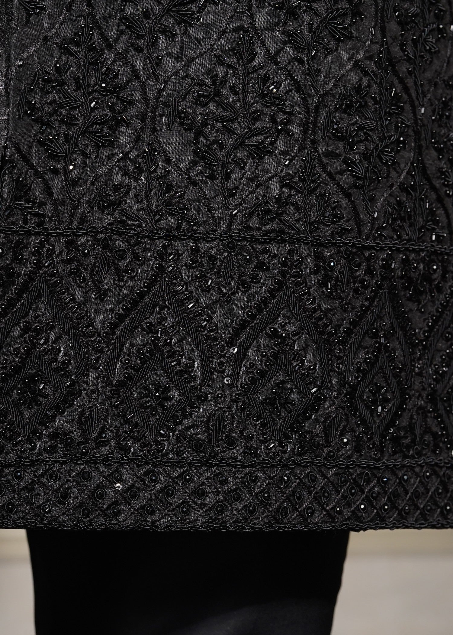 silk jamawar Sherwani in Black