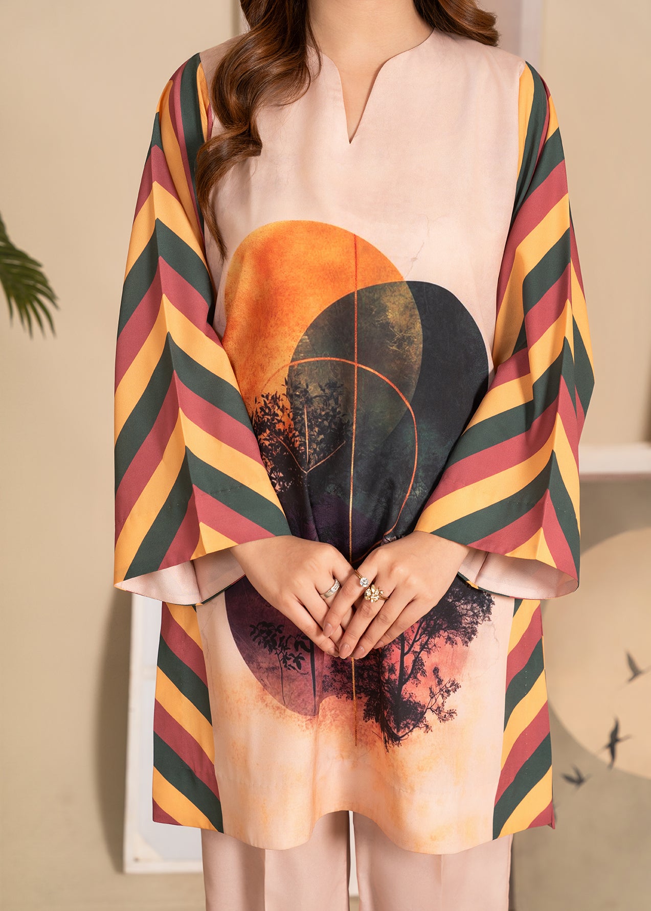 crepe Kurta Set in Wheat