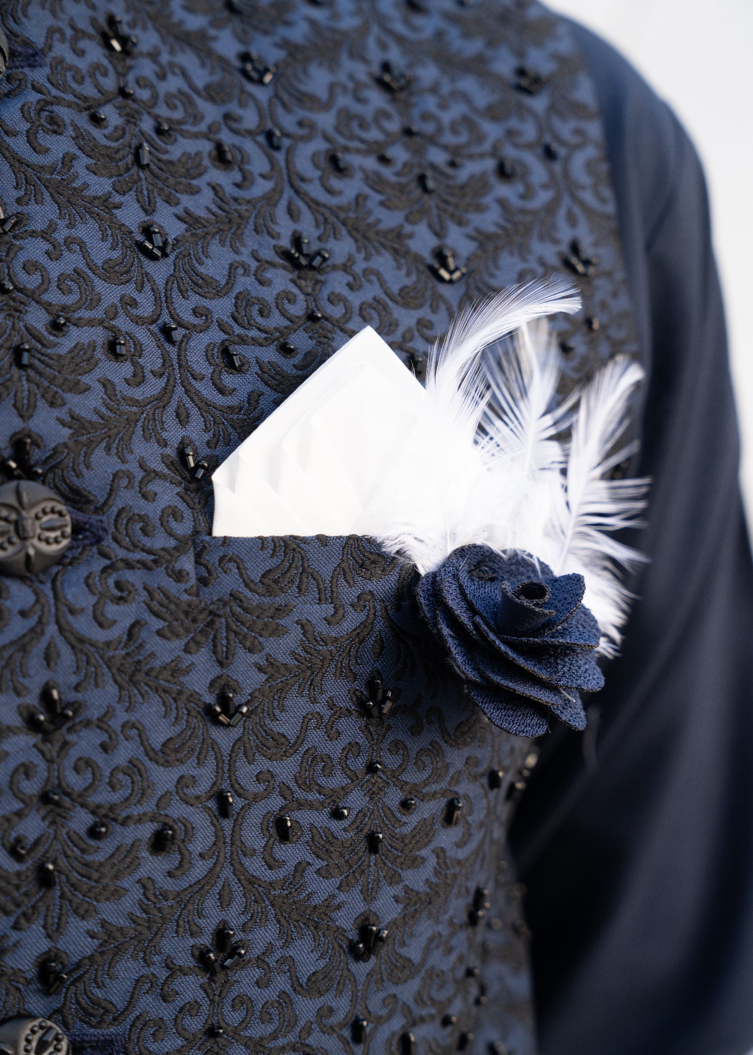 jamawar Waistcoat in Navy blue