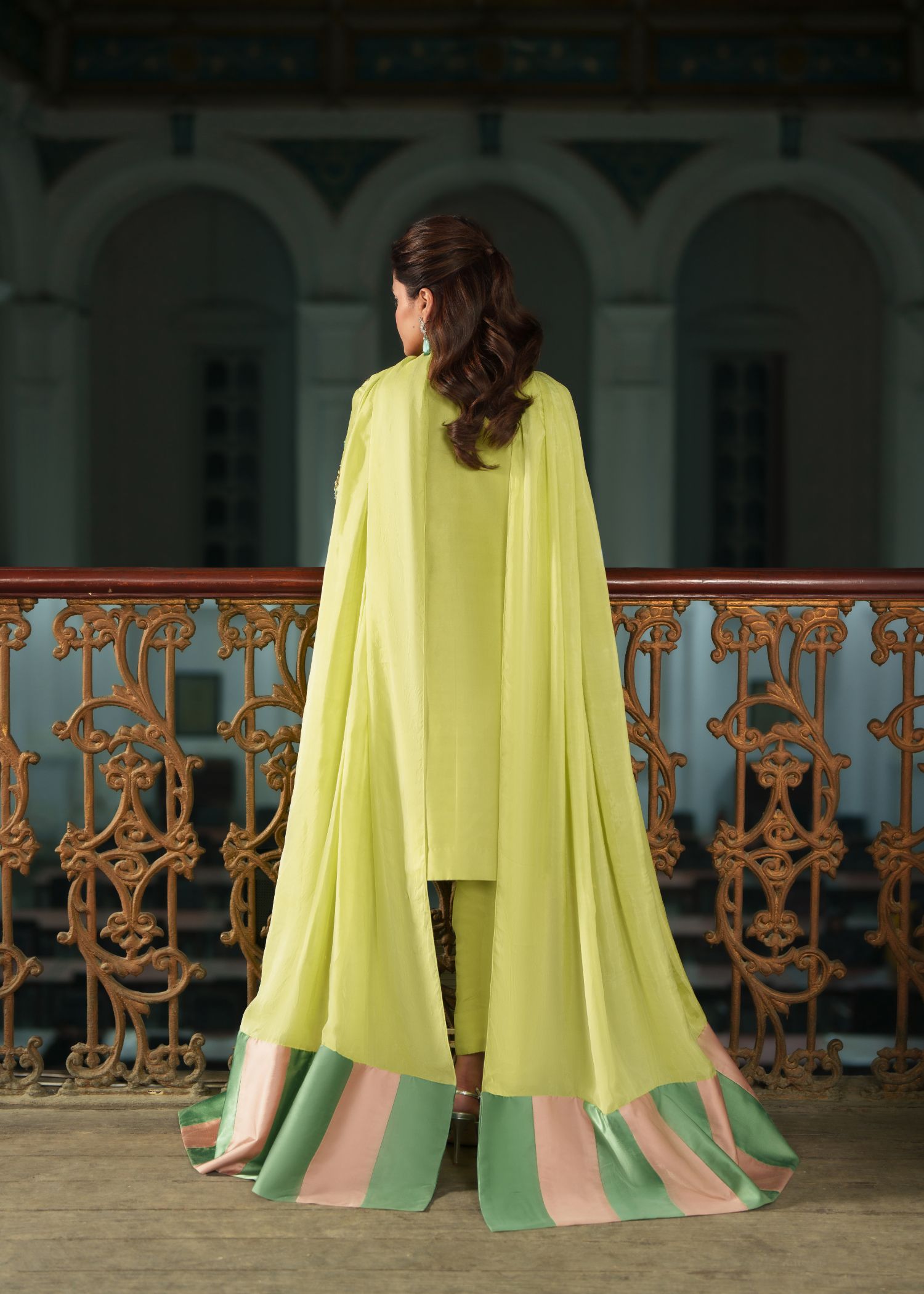 tissue silk Kurta Set in Key lime