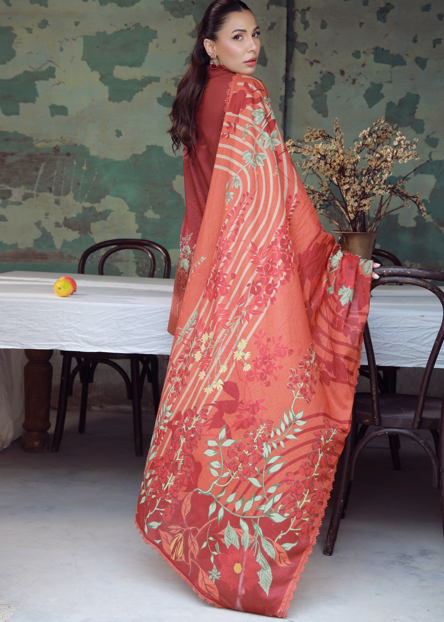 cambric Unstitched in Coral orange