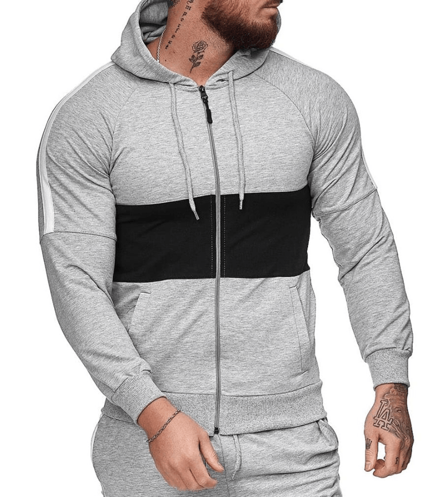 Men'S Slim Sports Cardigan Sweater Color Block Fashion Casual Jacket Tops