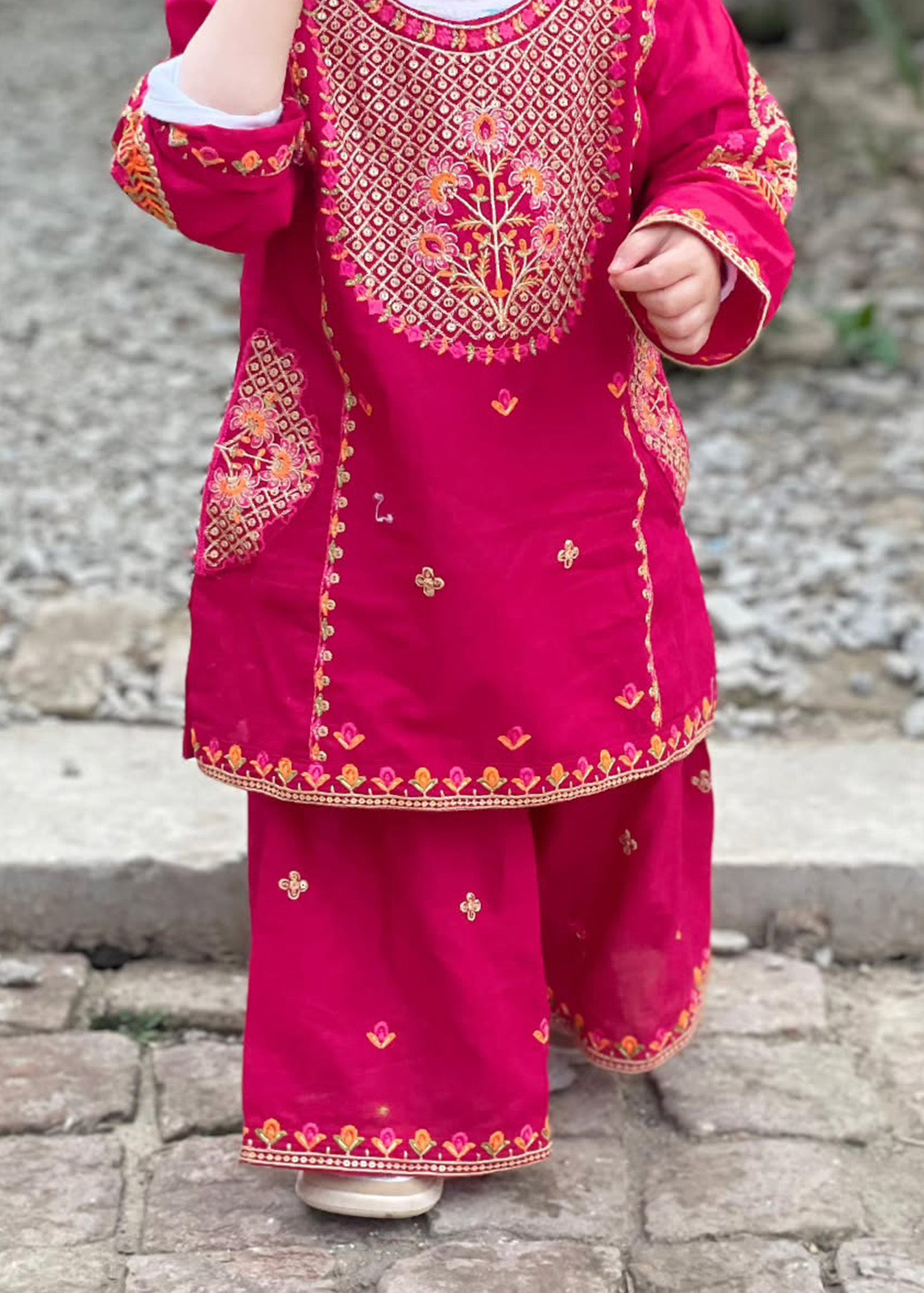 lawn Gharara in Pink