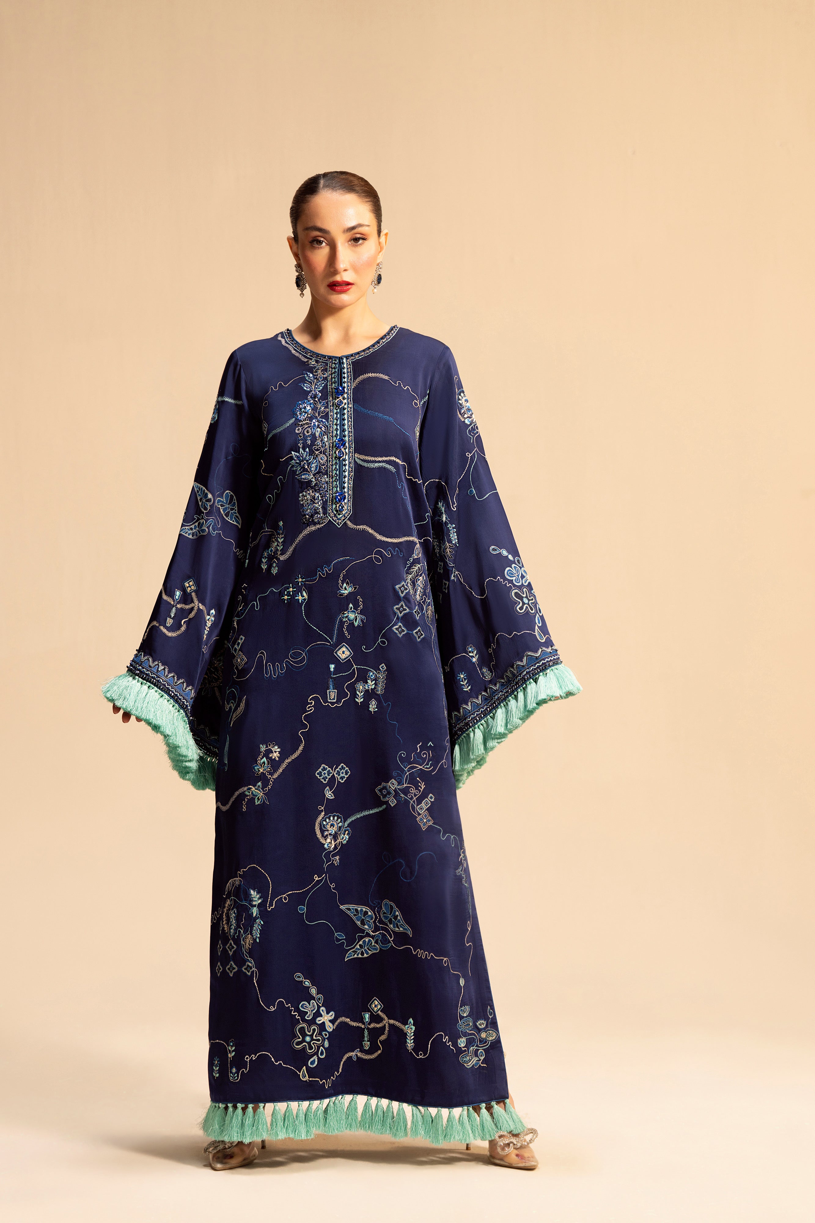 lawn Kaftan in Navy blue