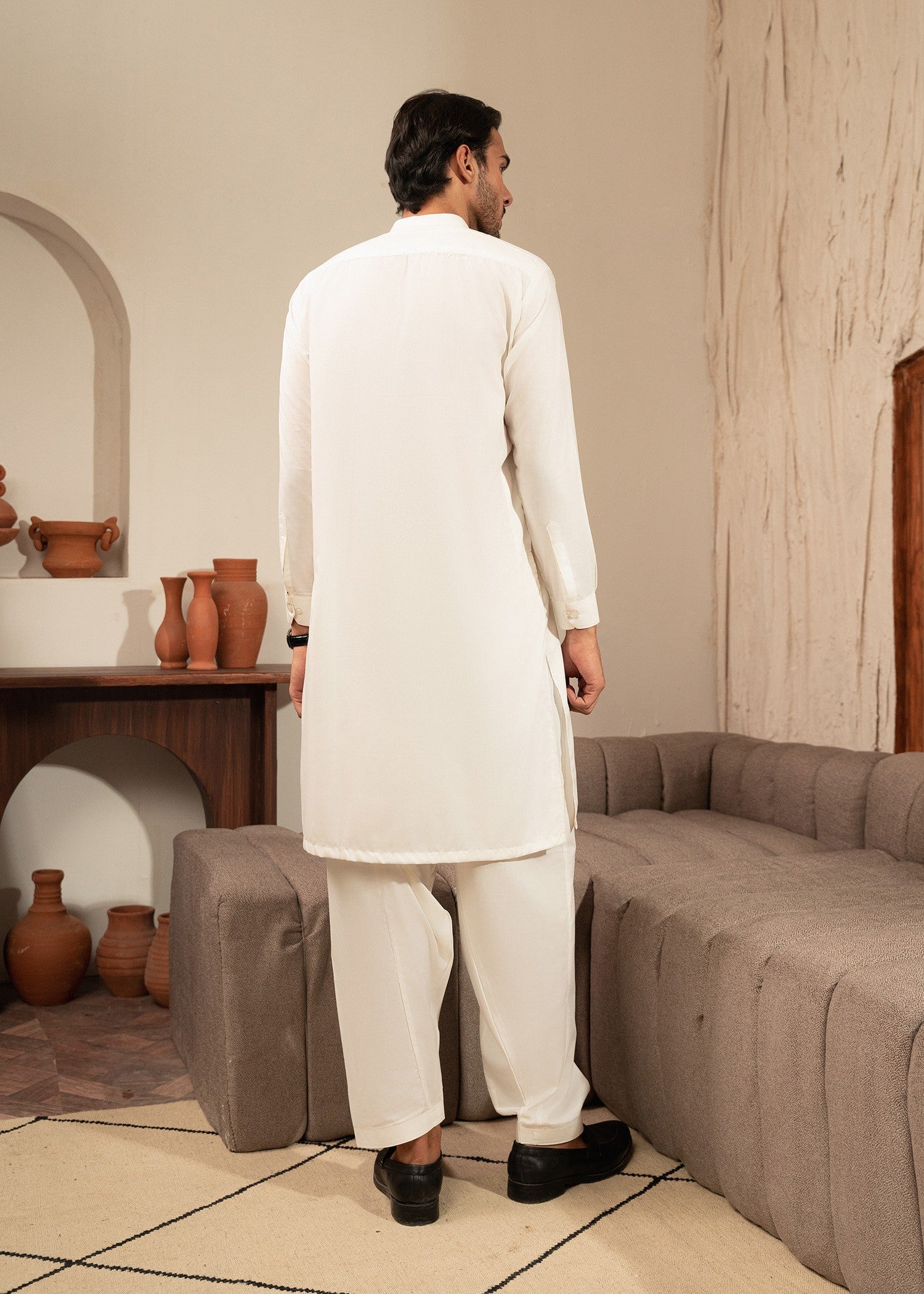 wash & wear Shalwar Kameez in Ivory by Buraq