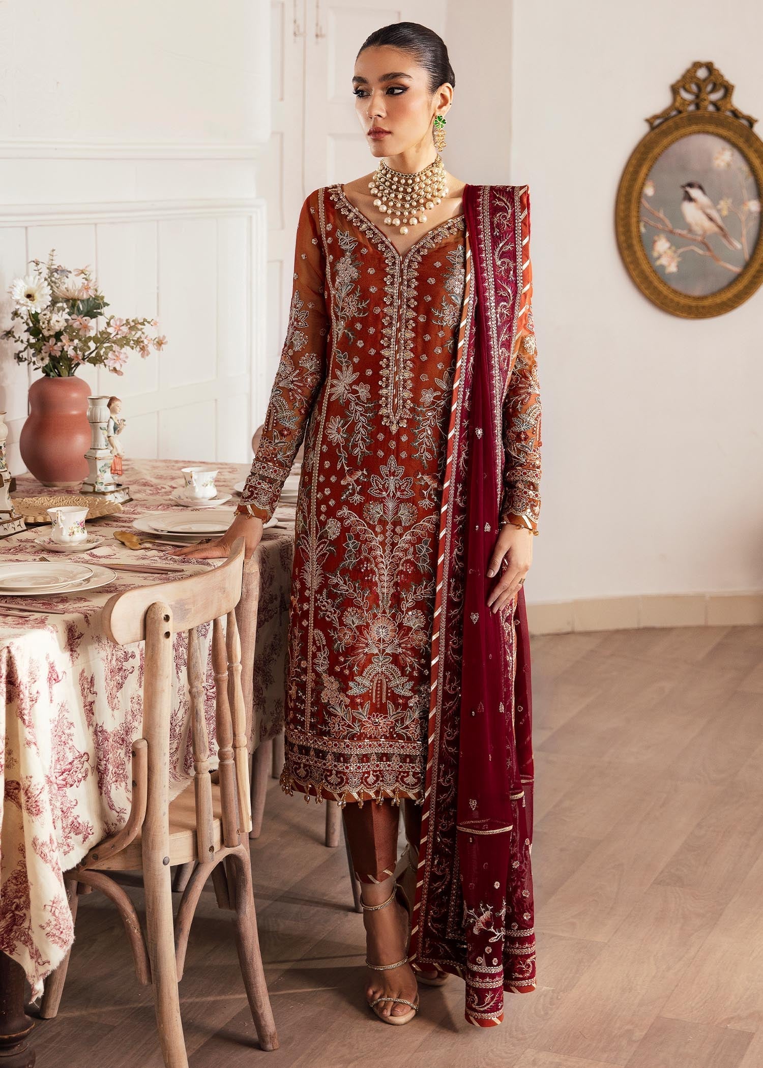 chiffon Unstitched in Rust orange