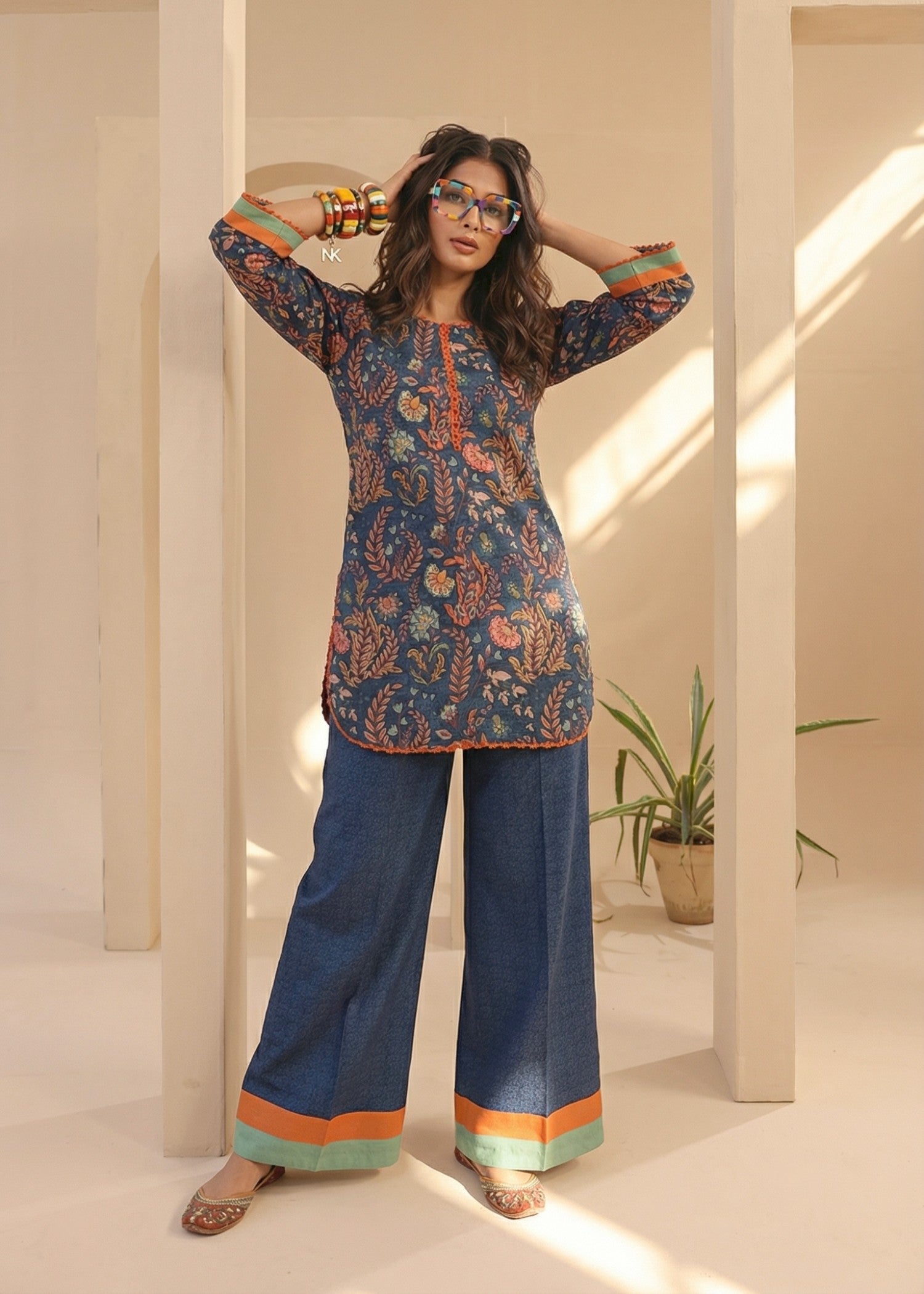 poly silk Kurta Set in Blue