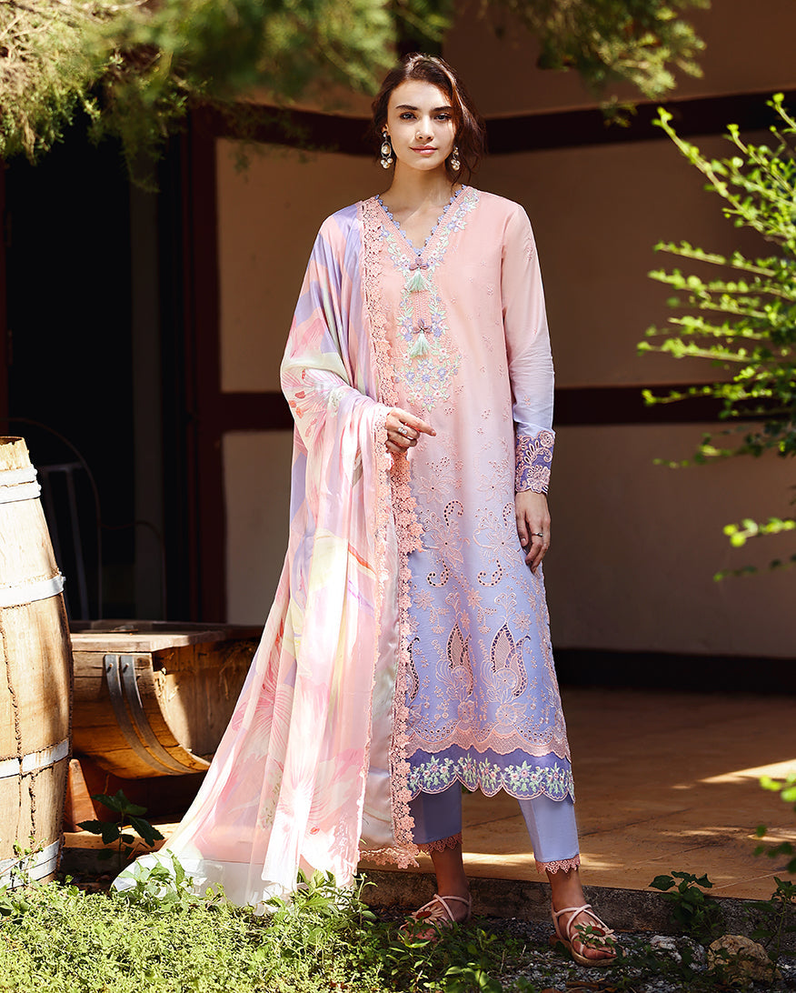 Solace Ombre Chikankari Lawn – Morning Veil