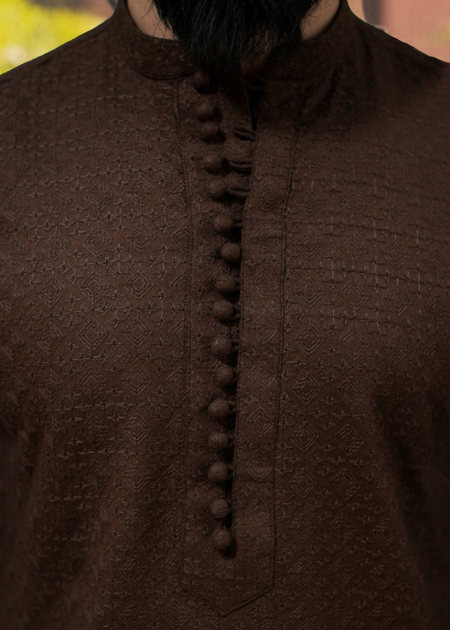 chikankari cotton Kurta in Espresso brown