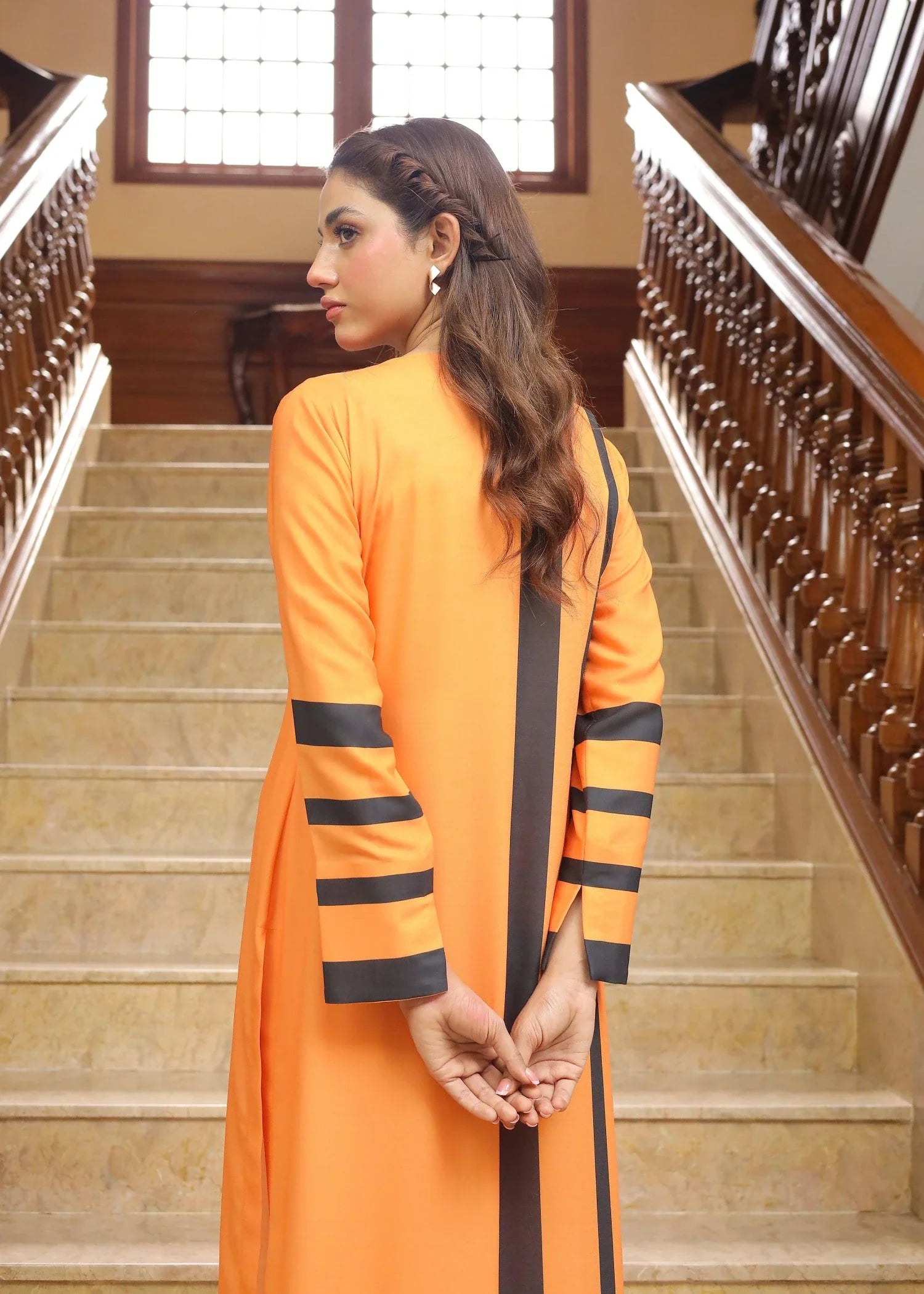 georgette Kurta Set in Orange