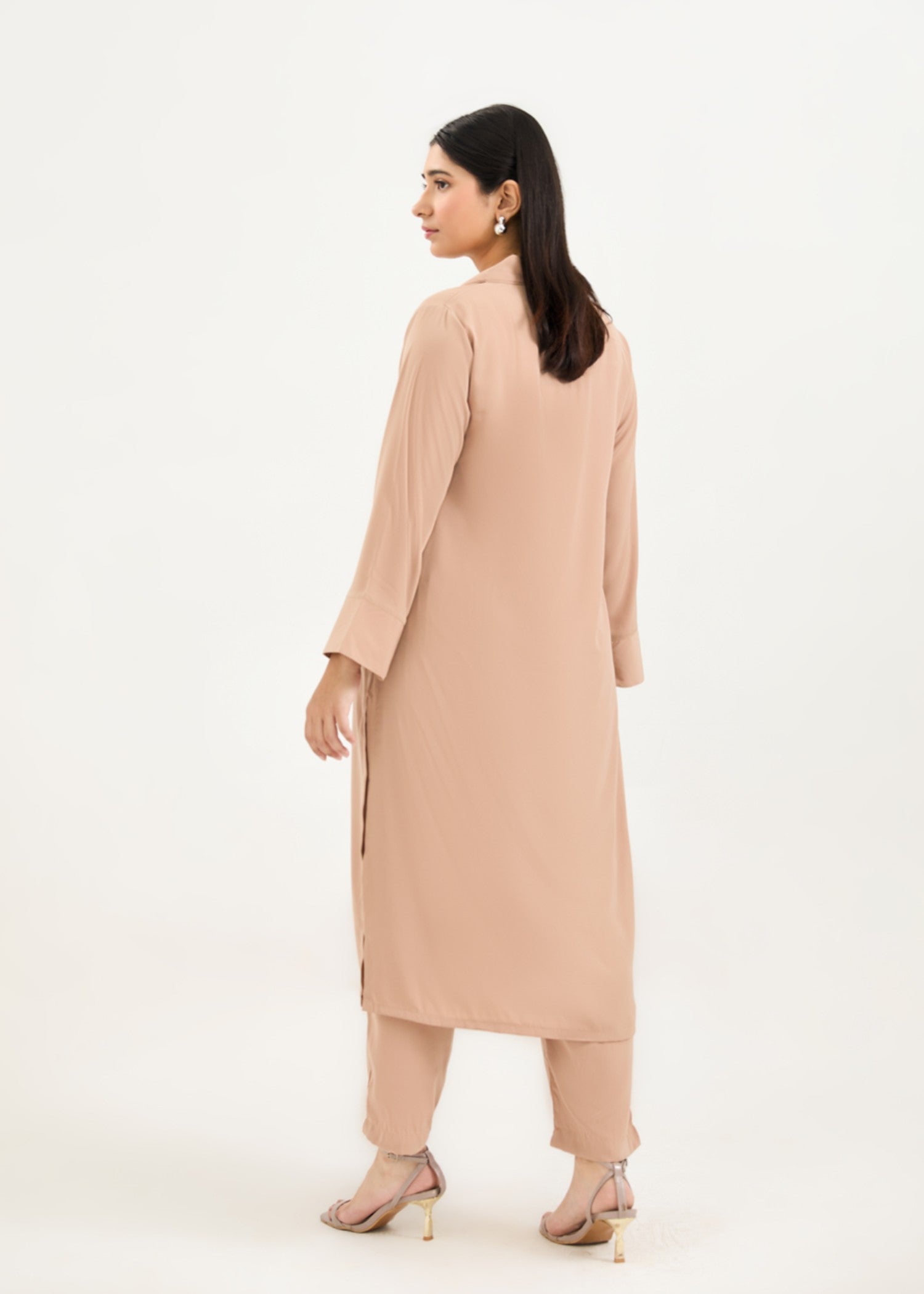 poly silk Co Ord Sets in Tan brown