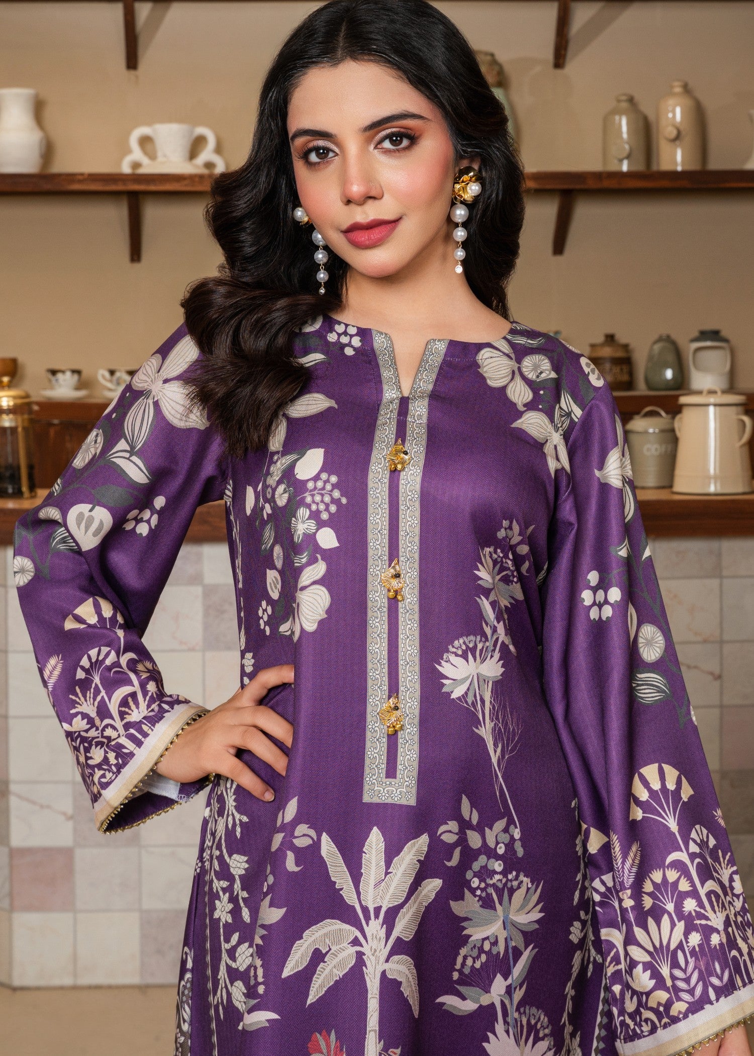 pashmina Kaftan in Dark violet