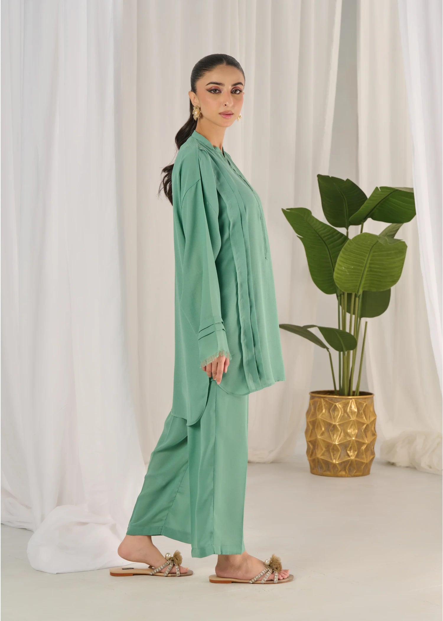 crepe georgette Co ord Sets in Teal