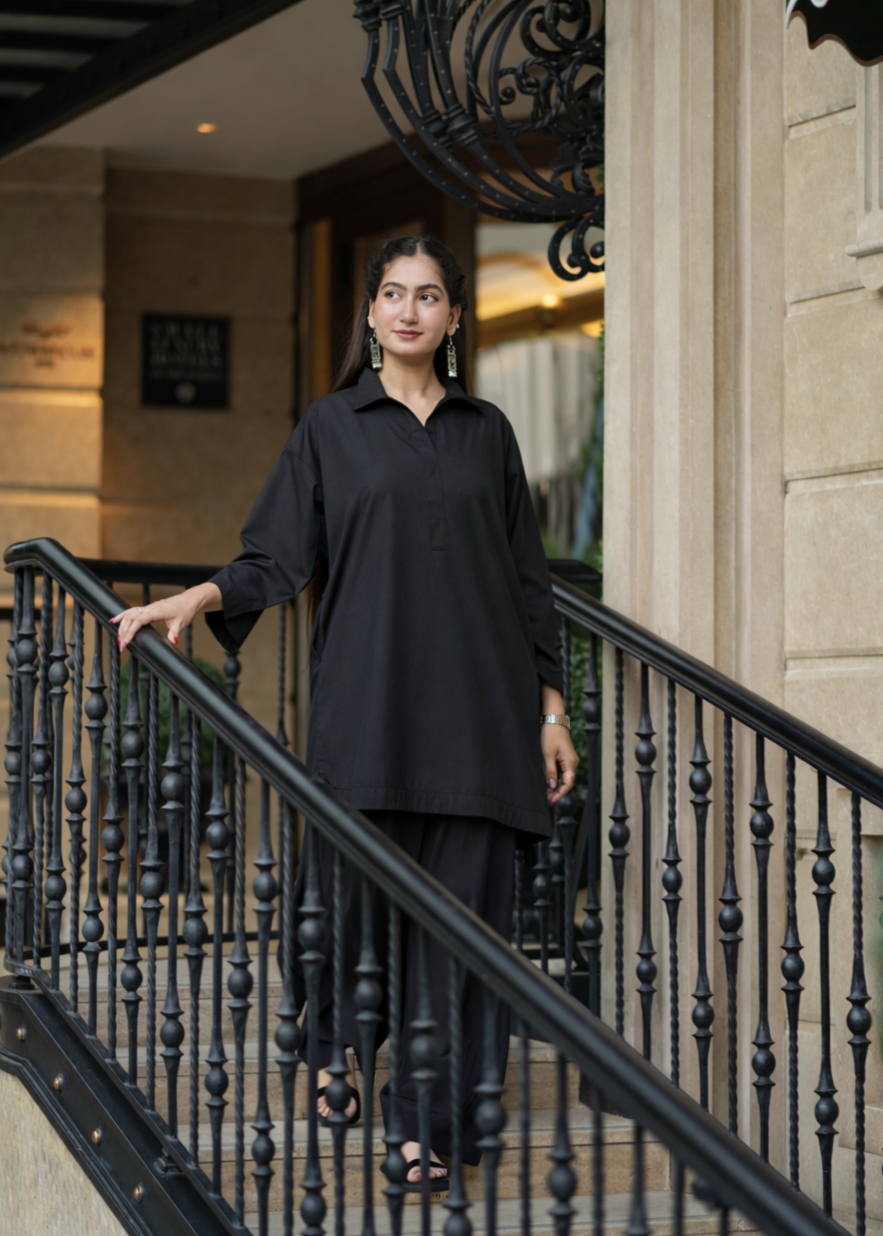 wash & wear Kurta Set in Black