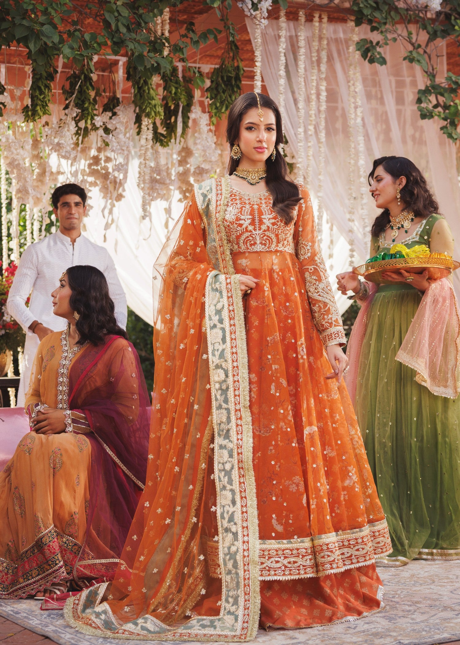 organza Lehenga in Orange