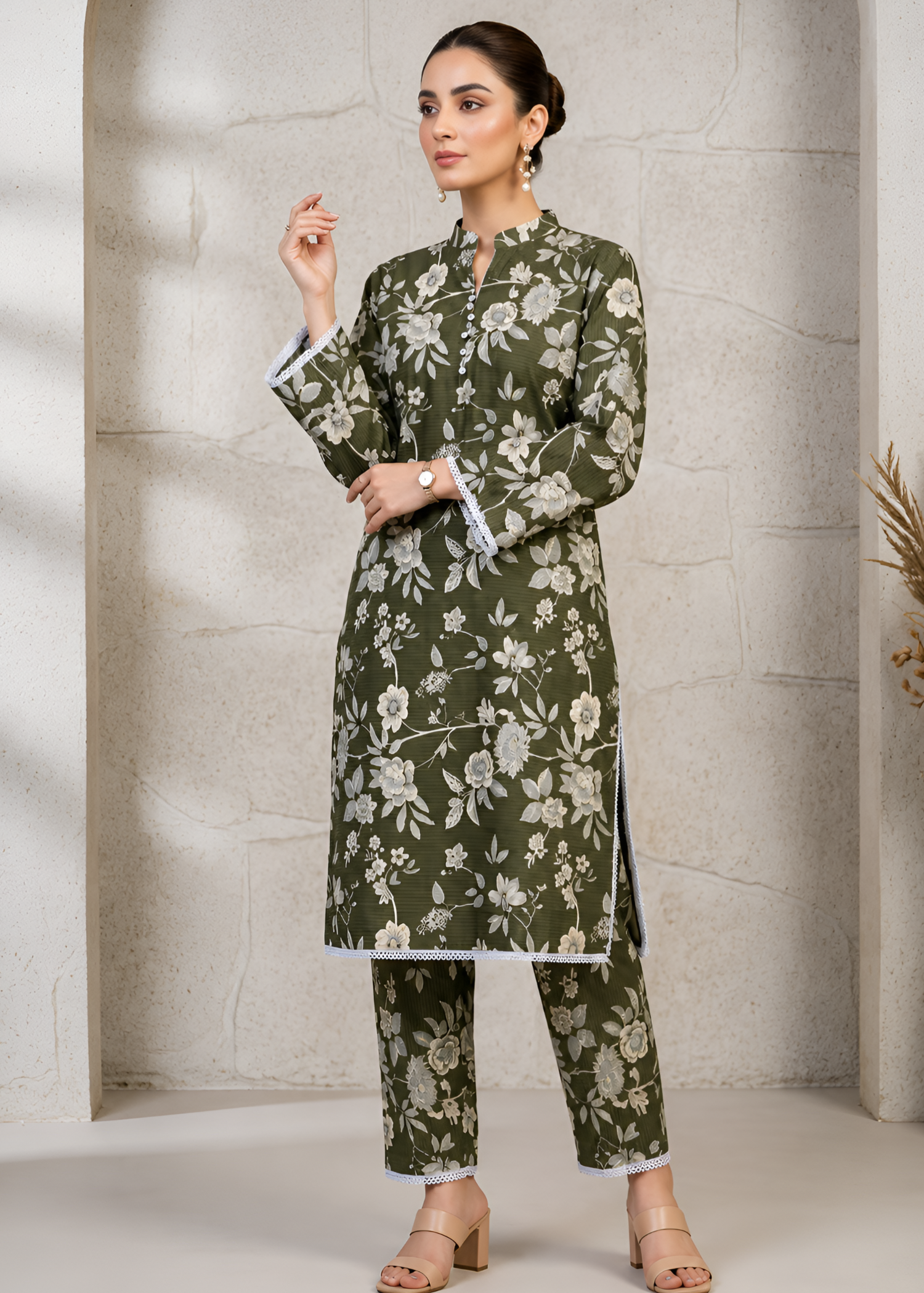 cotton Co Ord Sets in Olive green