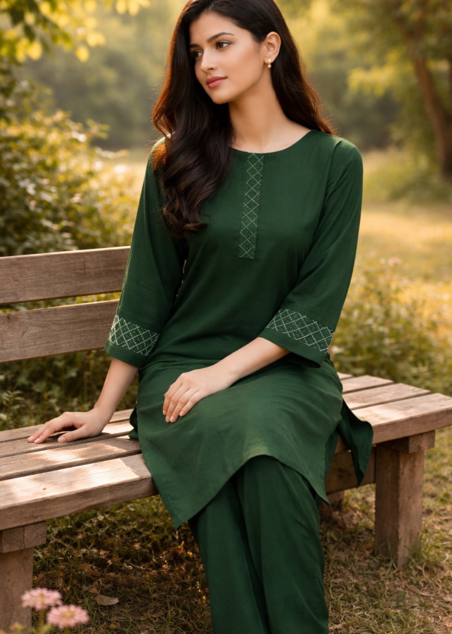 georgette Kurta Set in Green