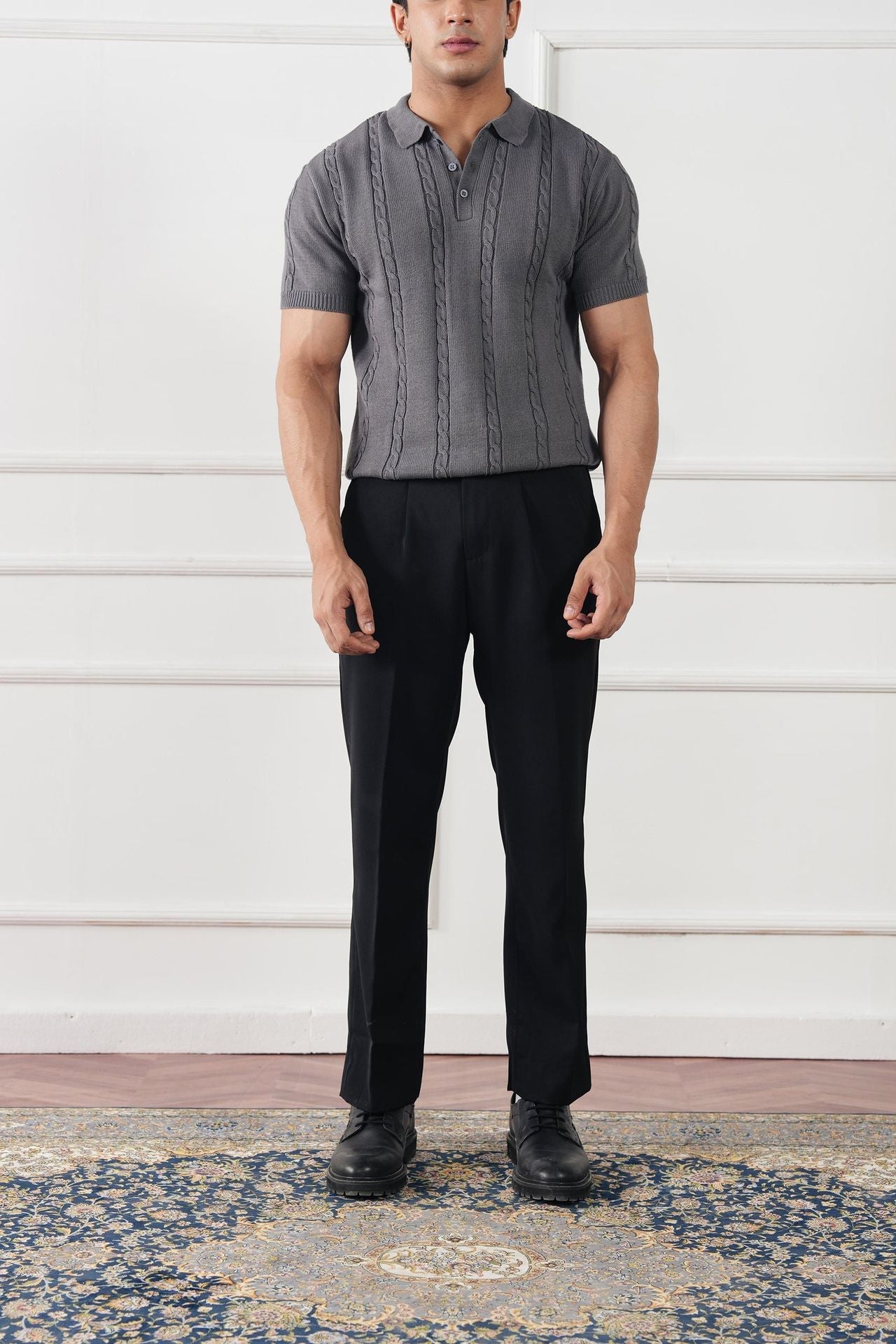 cotton jersey Polo Shirt in Steal grey by Avant Garde