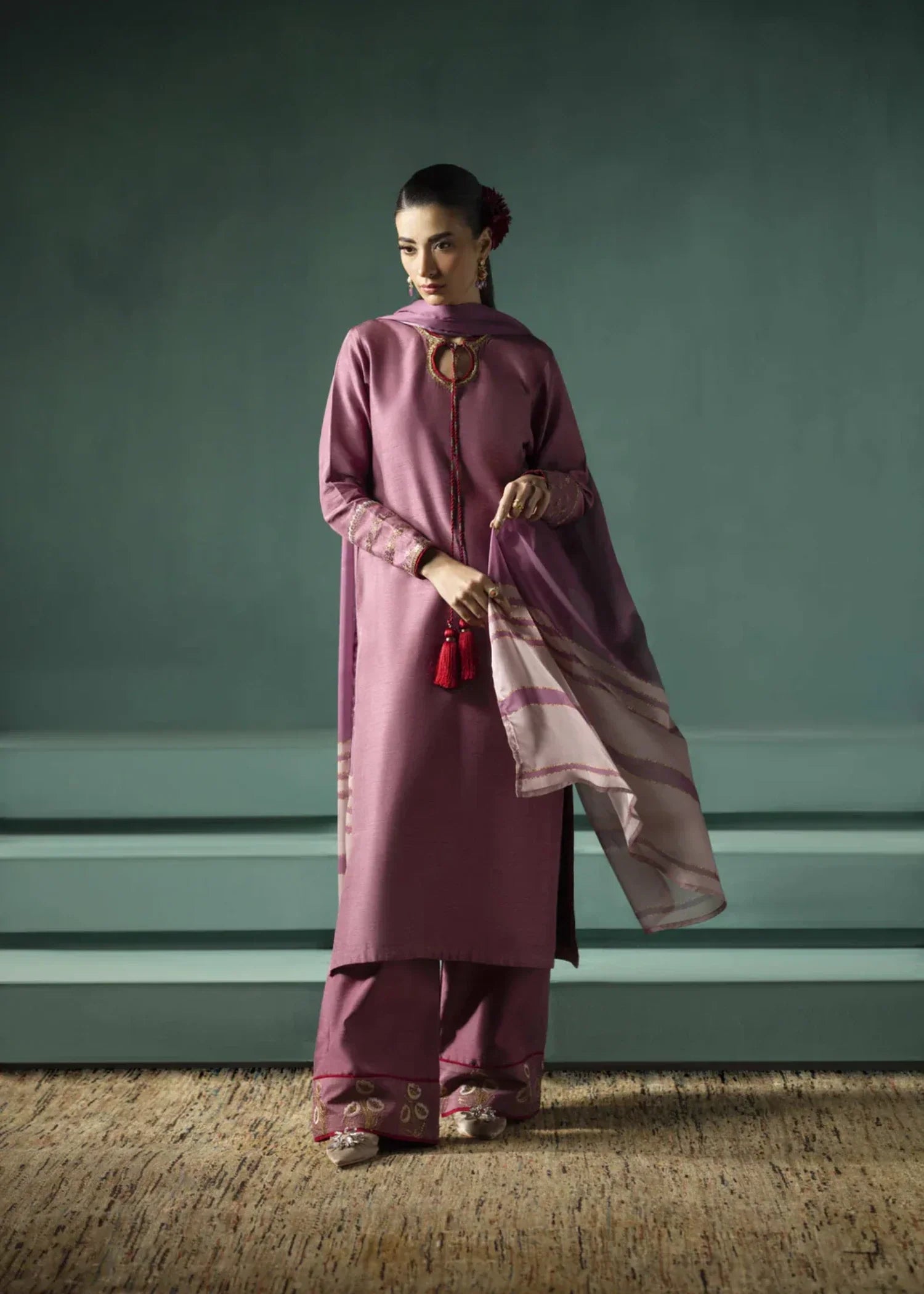 pk raw silk Kurta Set in Mauve pink