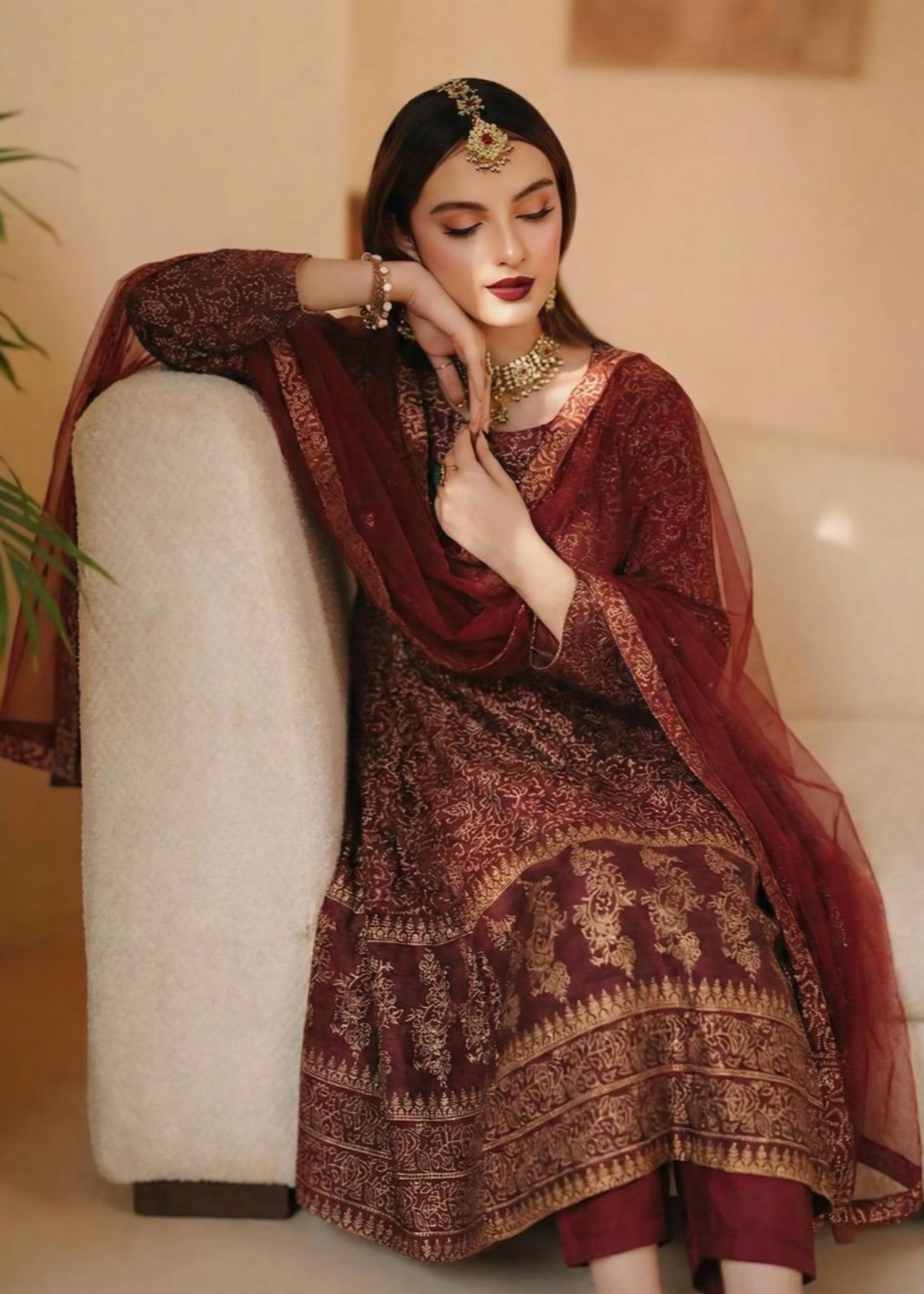 kattan silk Maxi in Dark coral