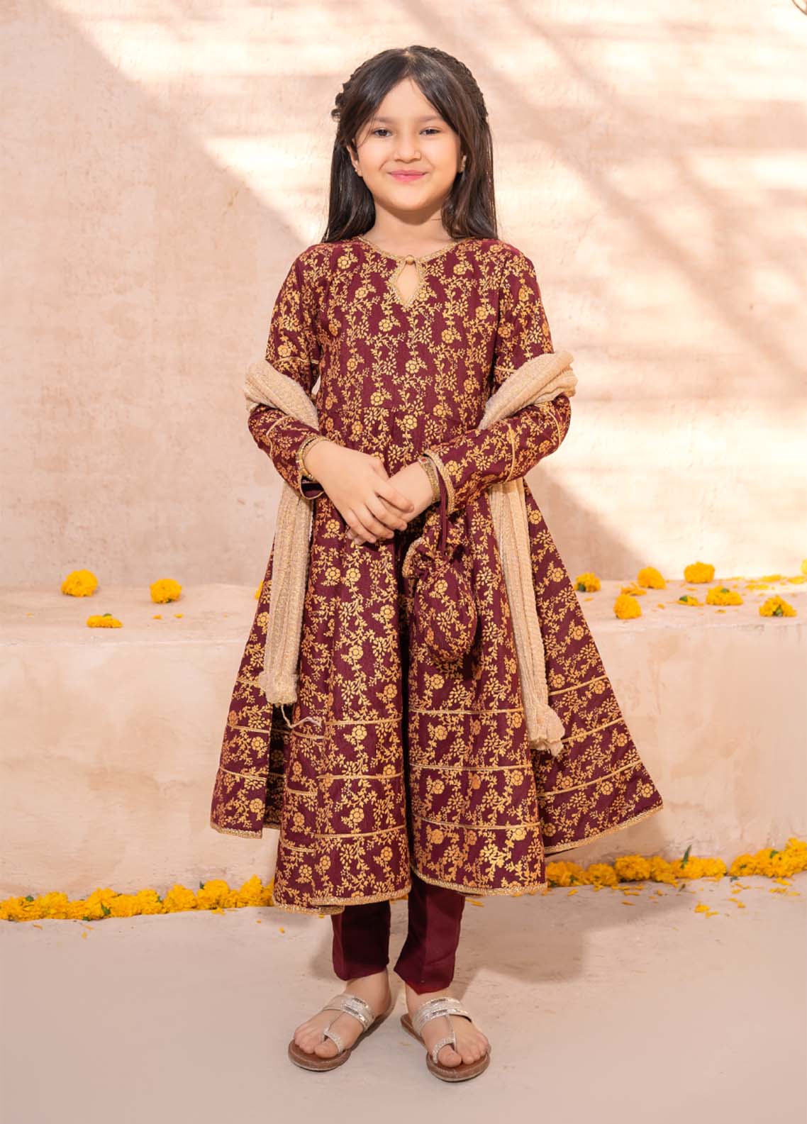 raw silk Pishwas in Maroon
