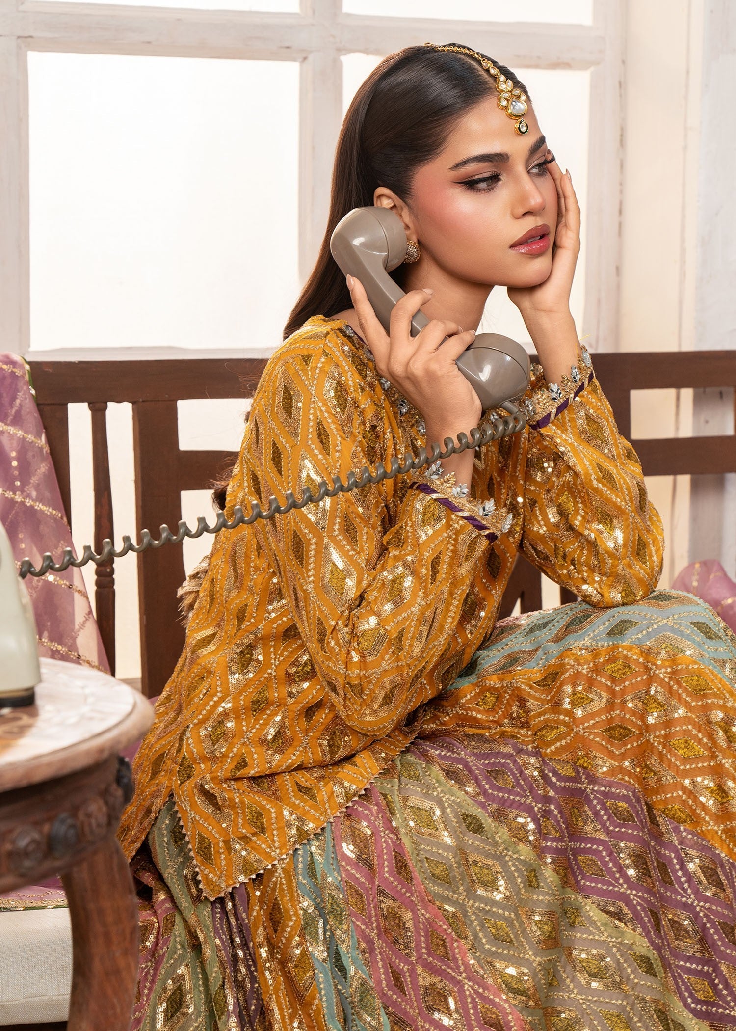 chiffon Lehenga in Multi