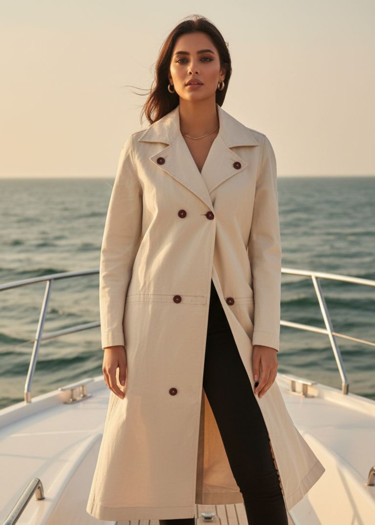 denim Coat in Beige