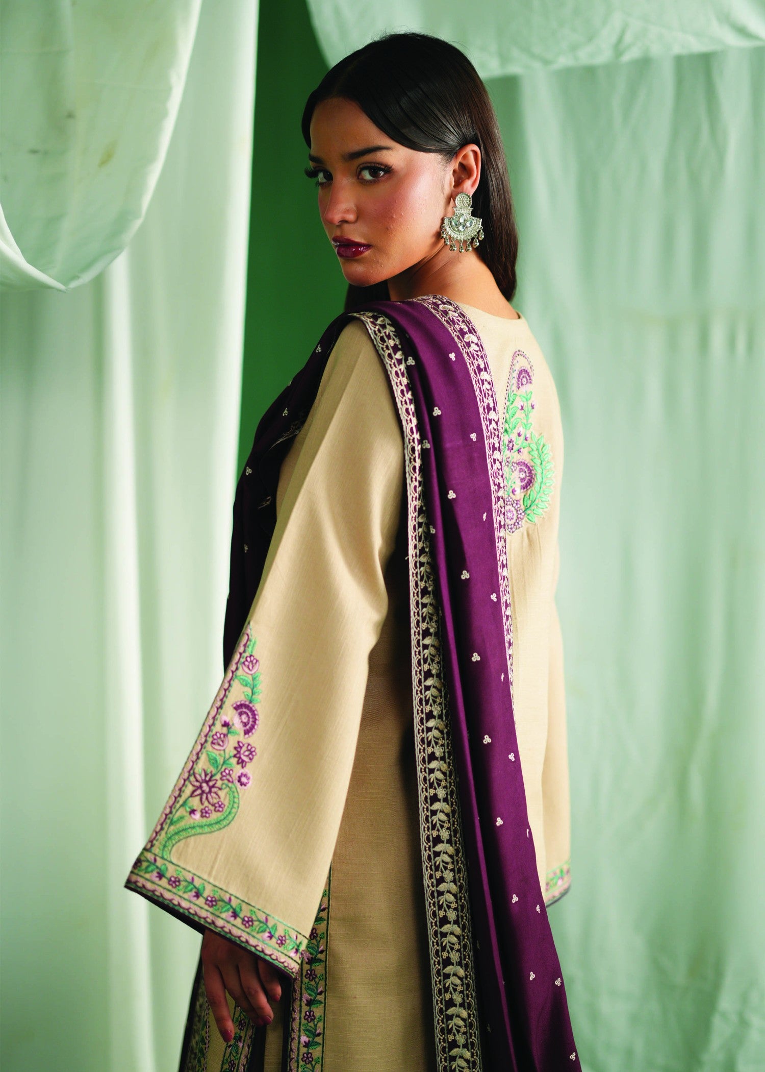 khaddar Kurta Set in Tan brown