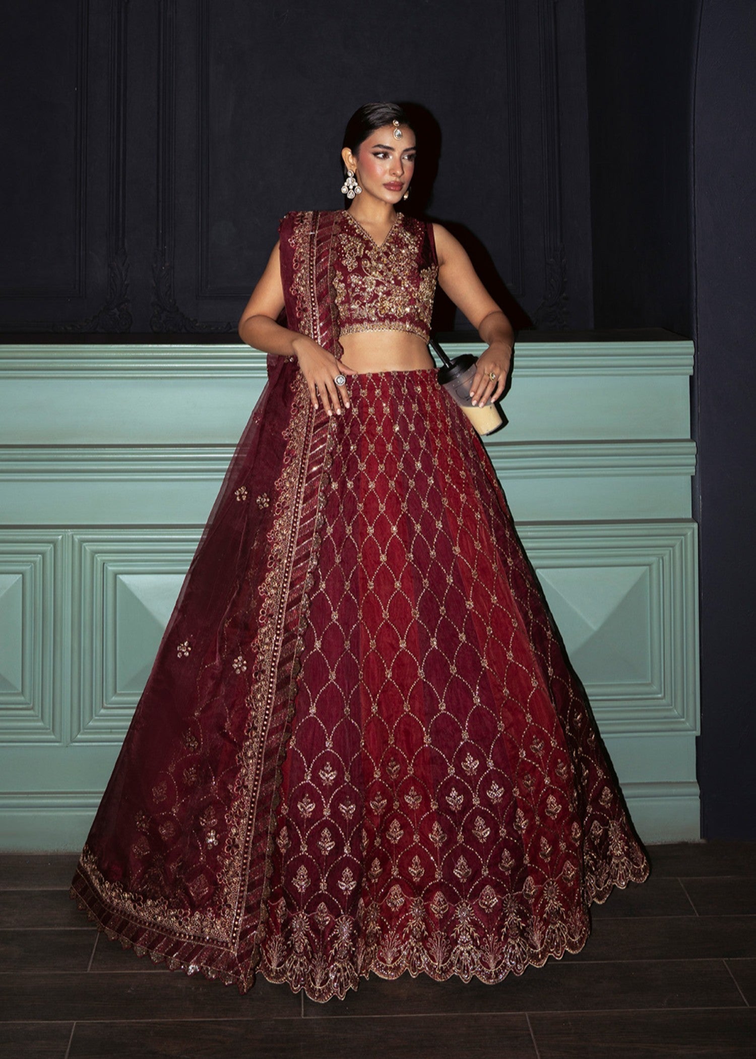 raw silk Lehenga in Maroon