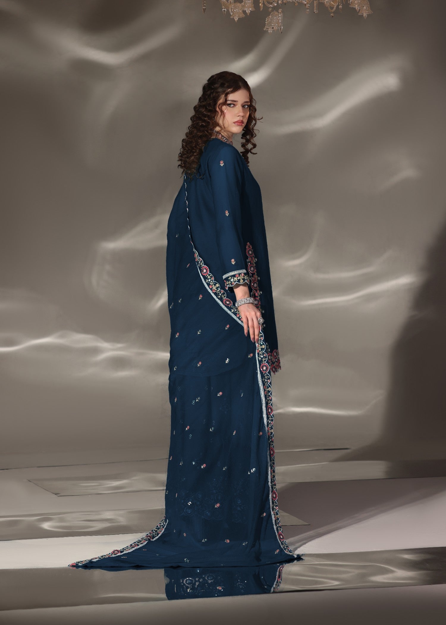 pk chiffon Sharara in Blue