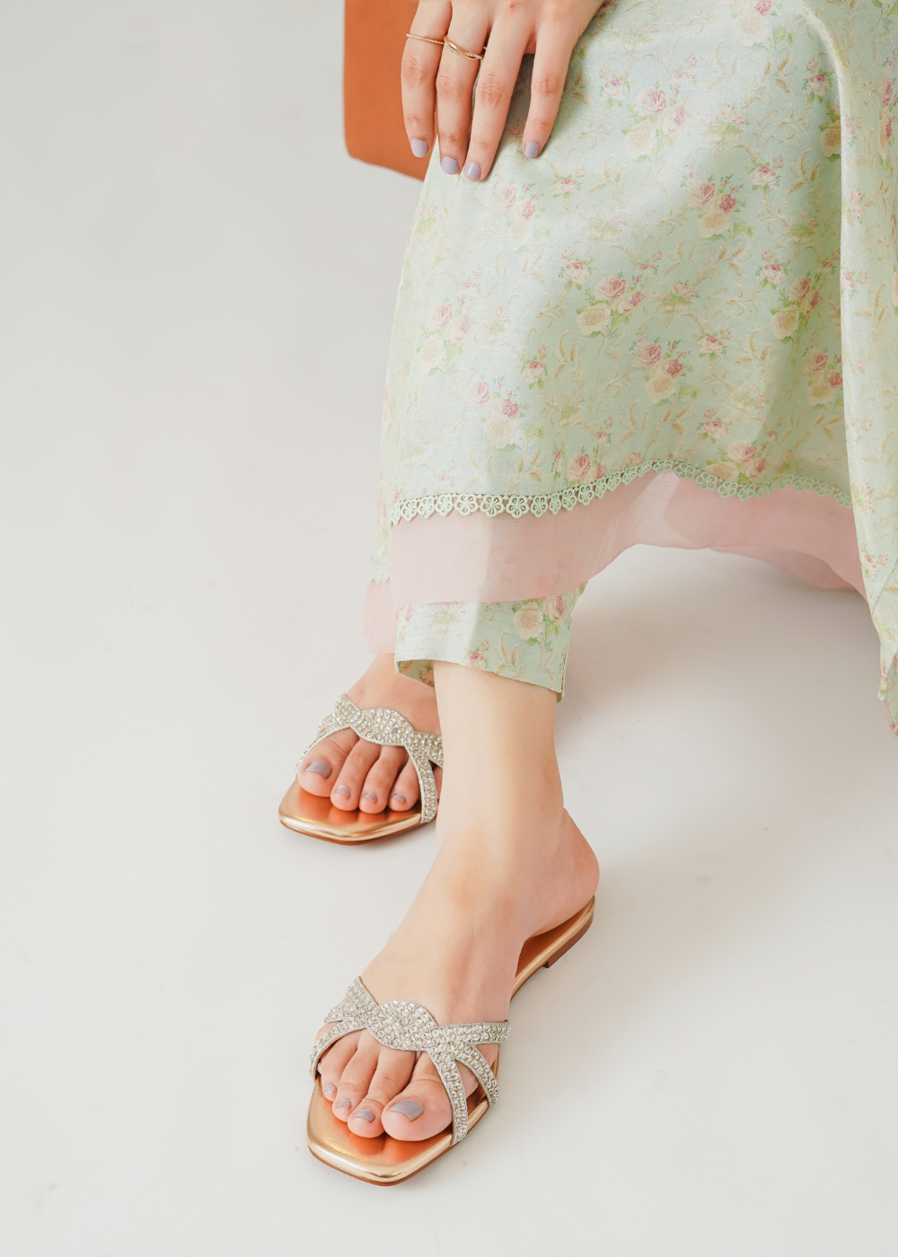 Slides in Gold by - High Quality Women Slides EIJ4533