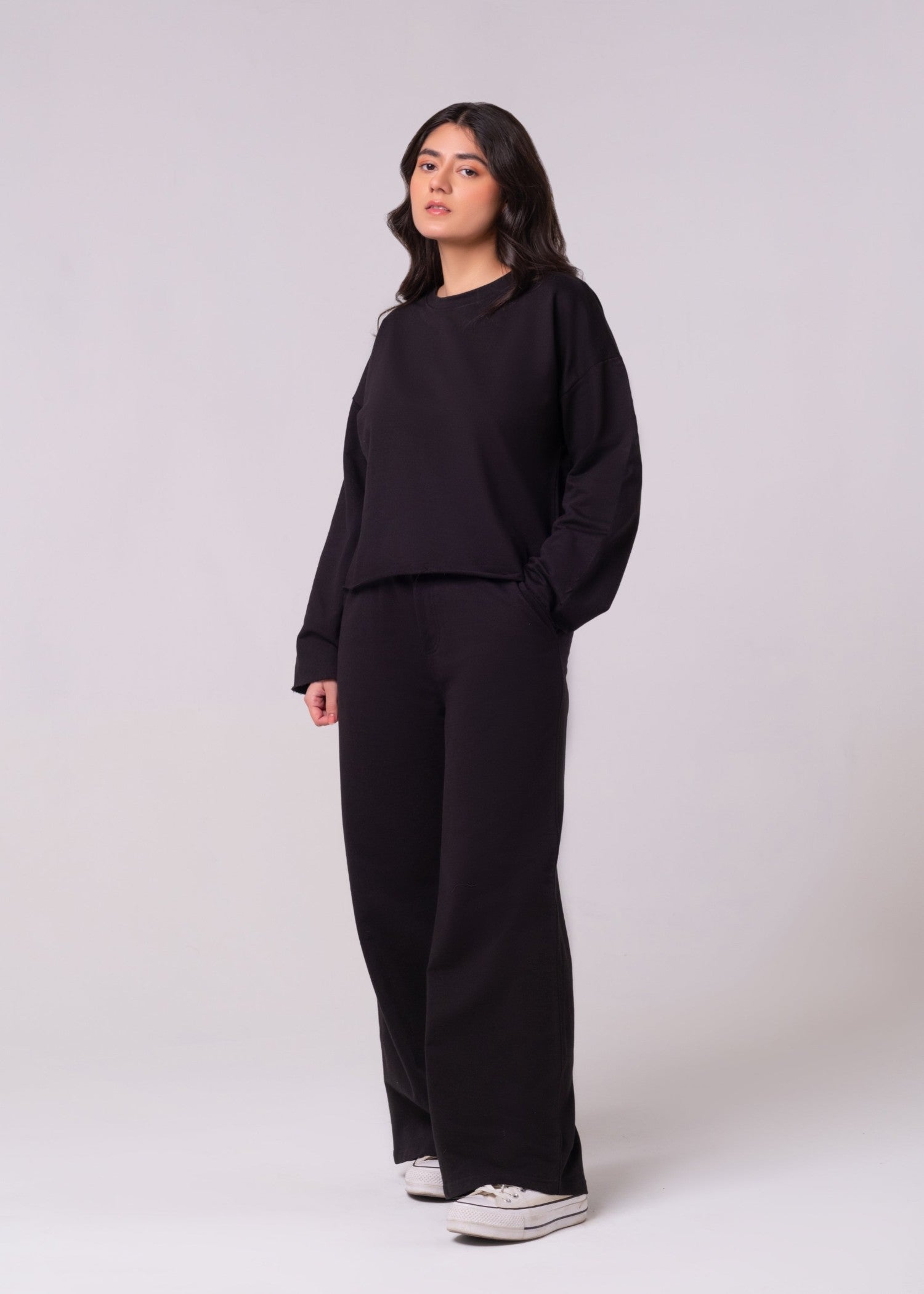 interlock knit Co Ord Sets in Black