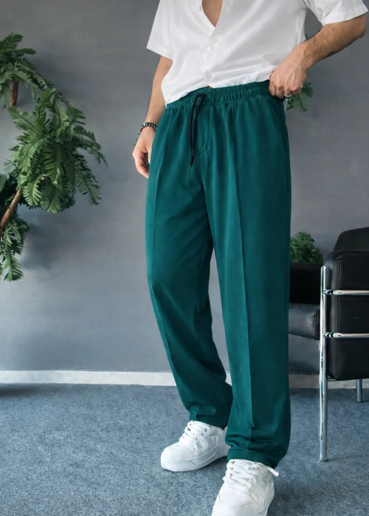 terry Trousers in Forest green