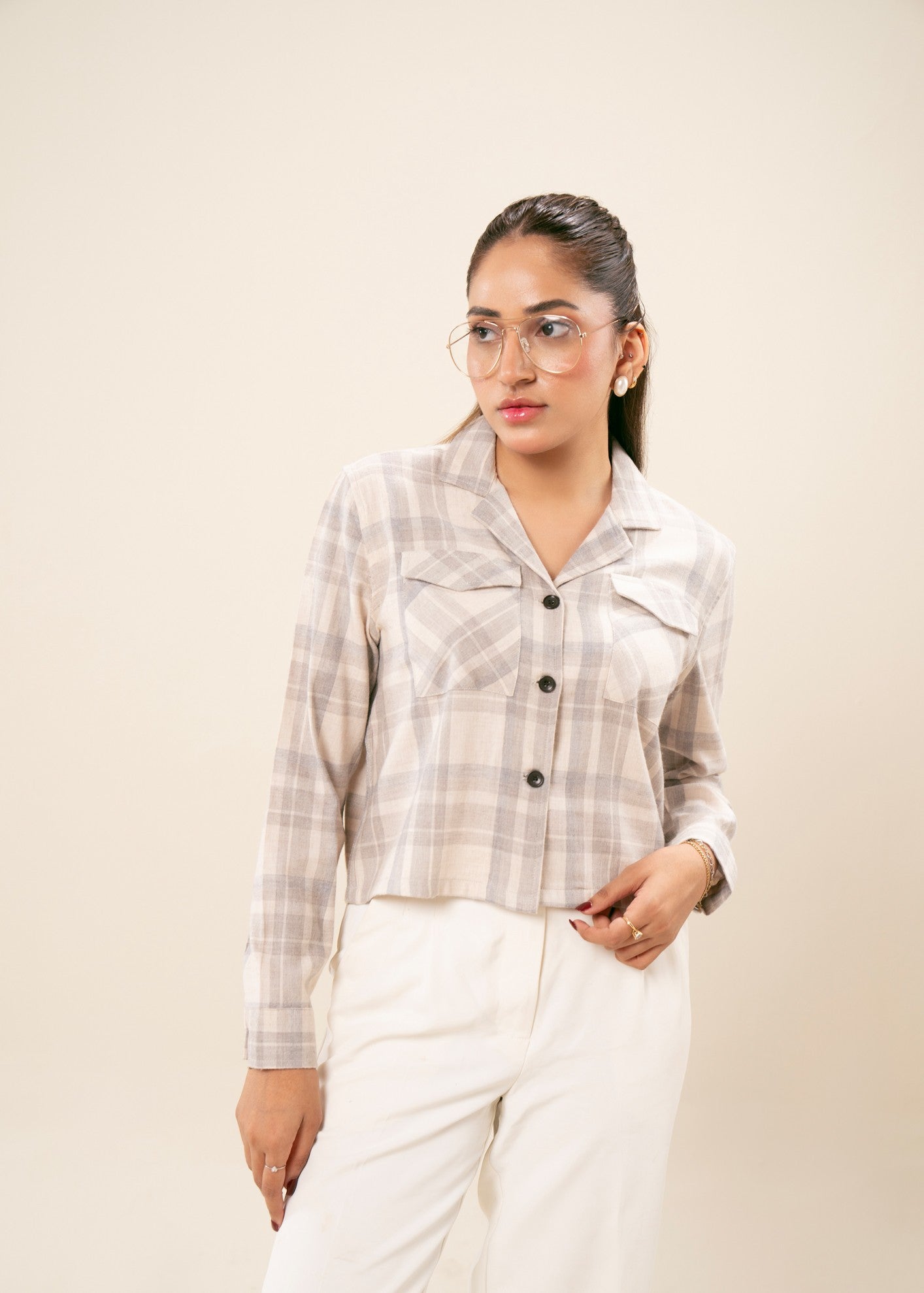 flannel Top in Off-white