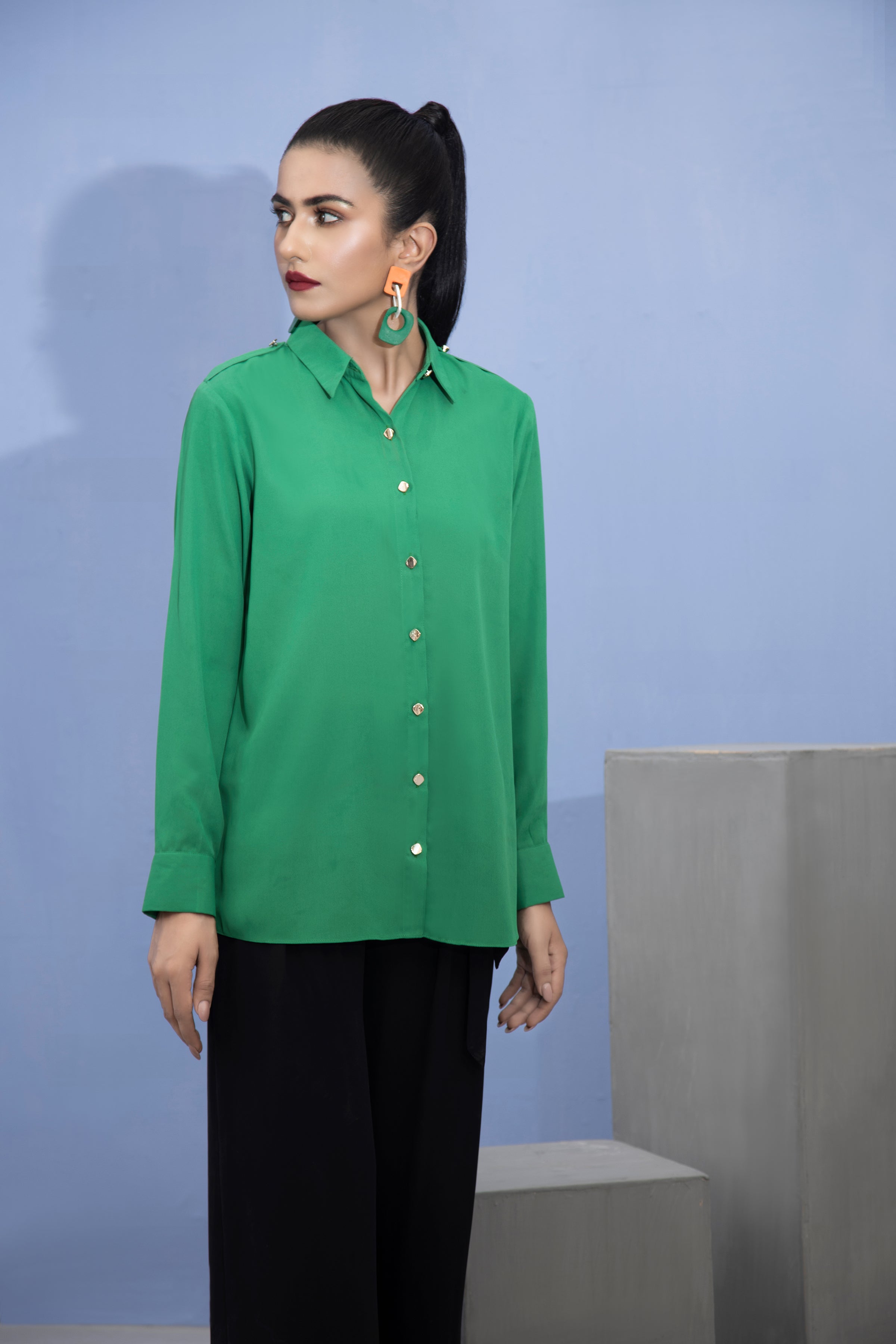 crepe georgette Kurti in Green